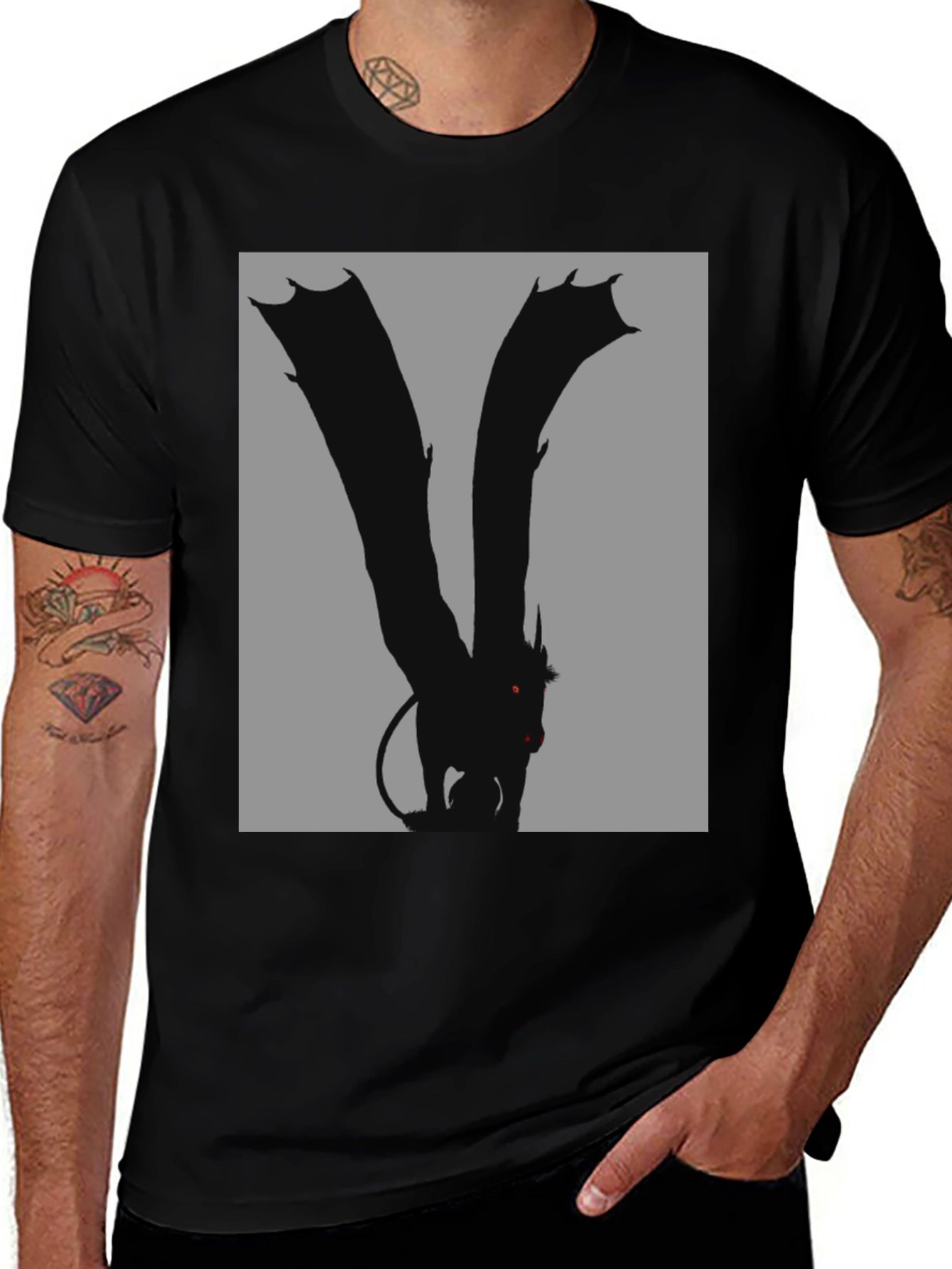 Variant 28 of Dragon Silhouette Graphic Tee - Black