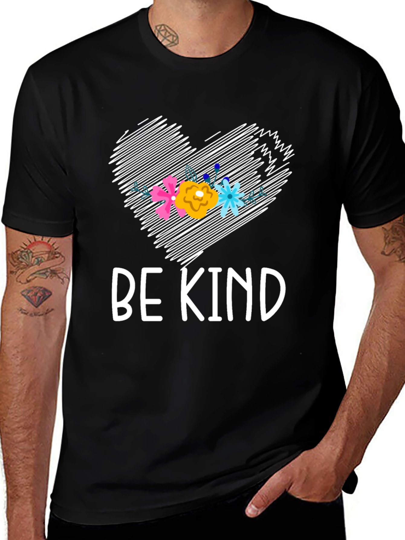 Variant 15 of Be Kind Floral Heart Graphic Tee
