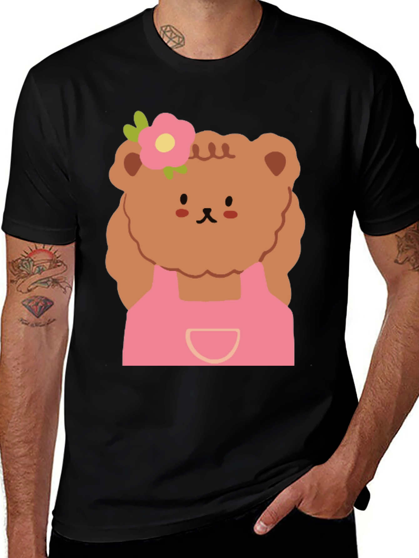 Variant 16 of Cute Bear Graphic Tee - Black T-Shirt