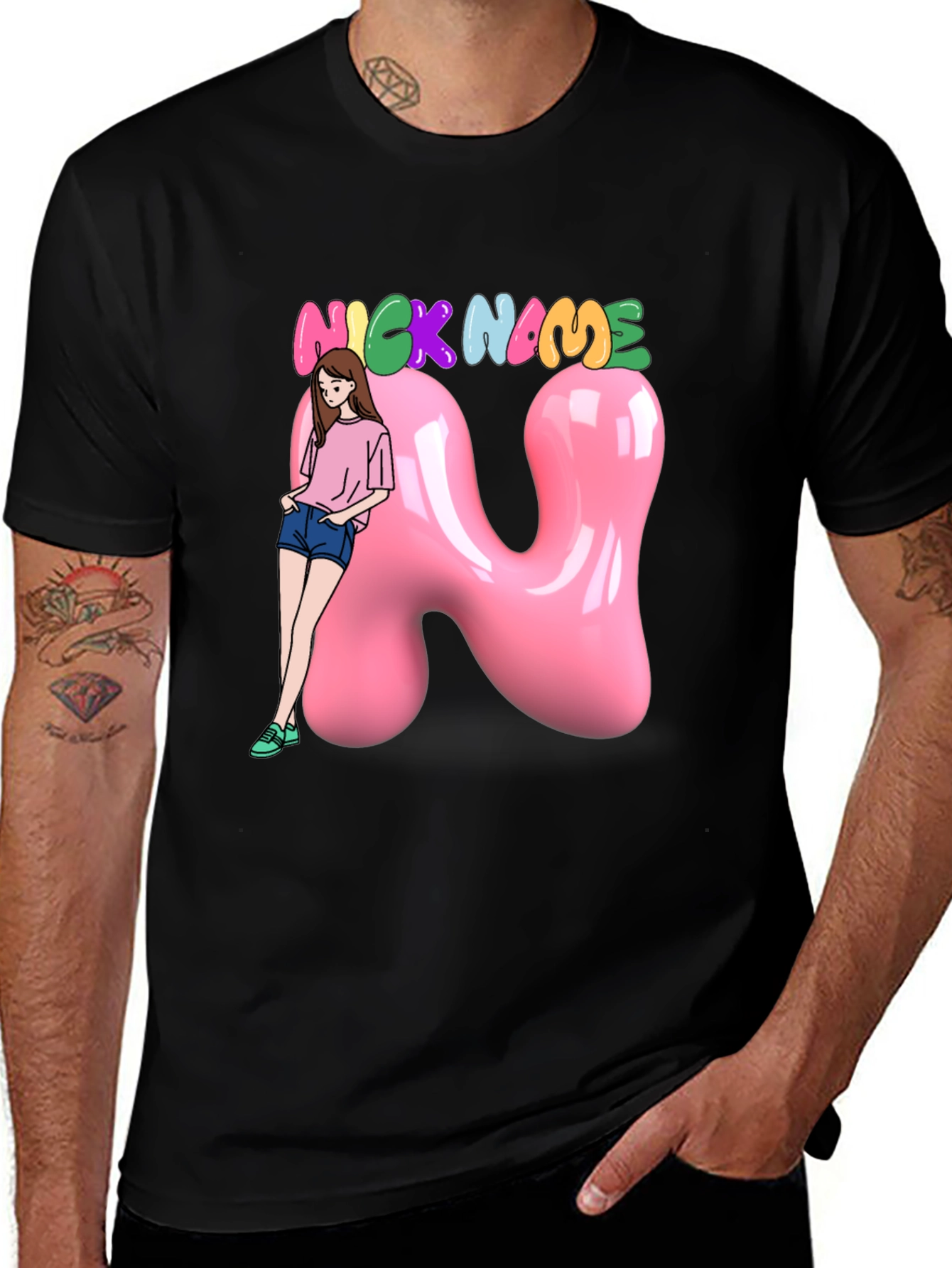 Variant 23 of Black T-Shirt with Cartoon Graphic