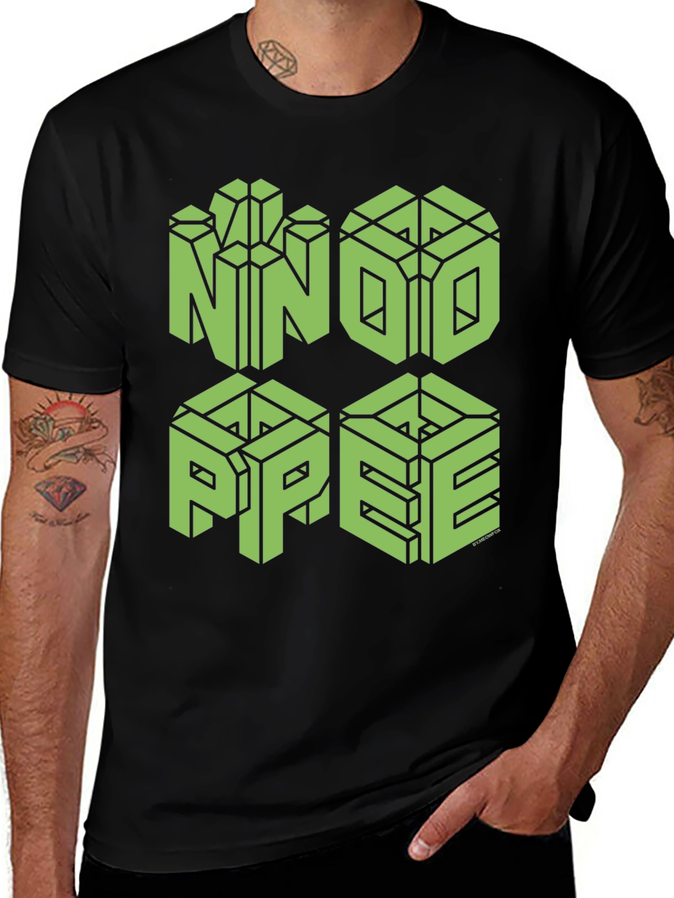 Variant 18 of NNOO PPEE Graphic Tee - Black Cotton Novelty T-Shirt