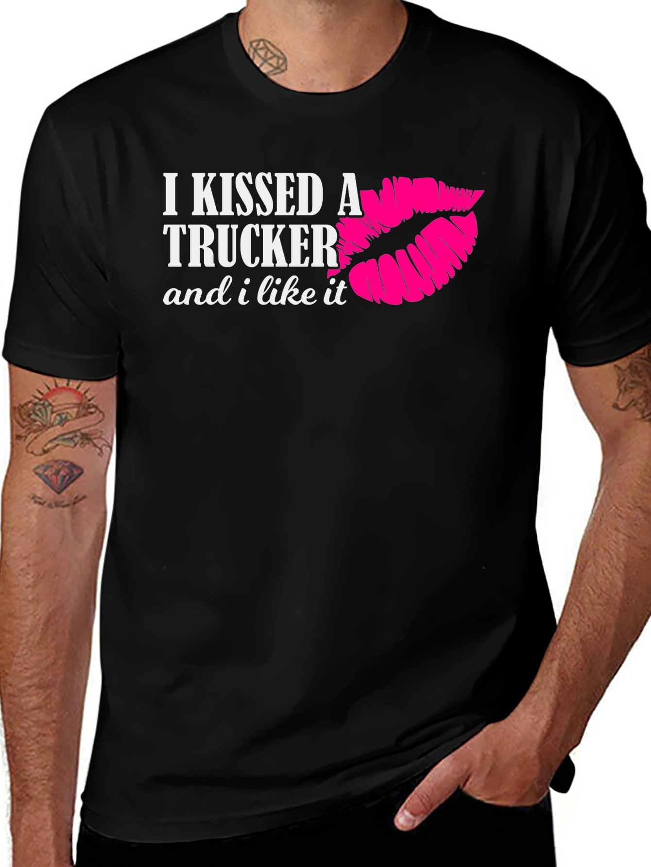 Variant 24 of I Kissed a Trucker Graphic Tee - Fun Trucker Wife Shirt