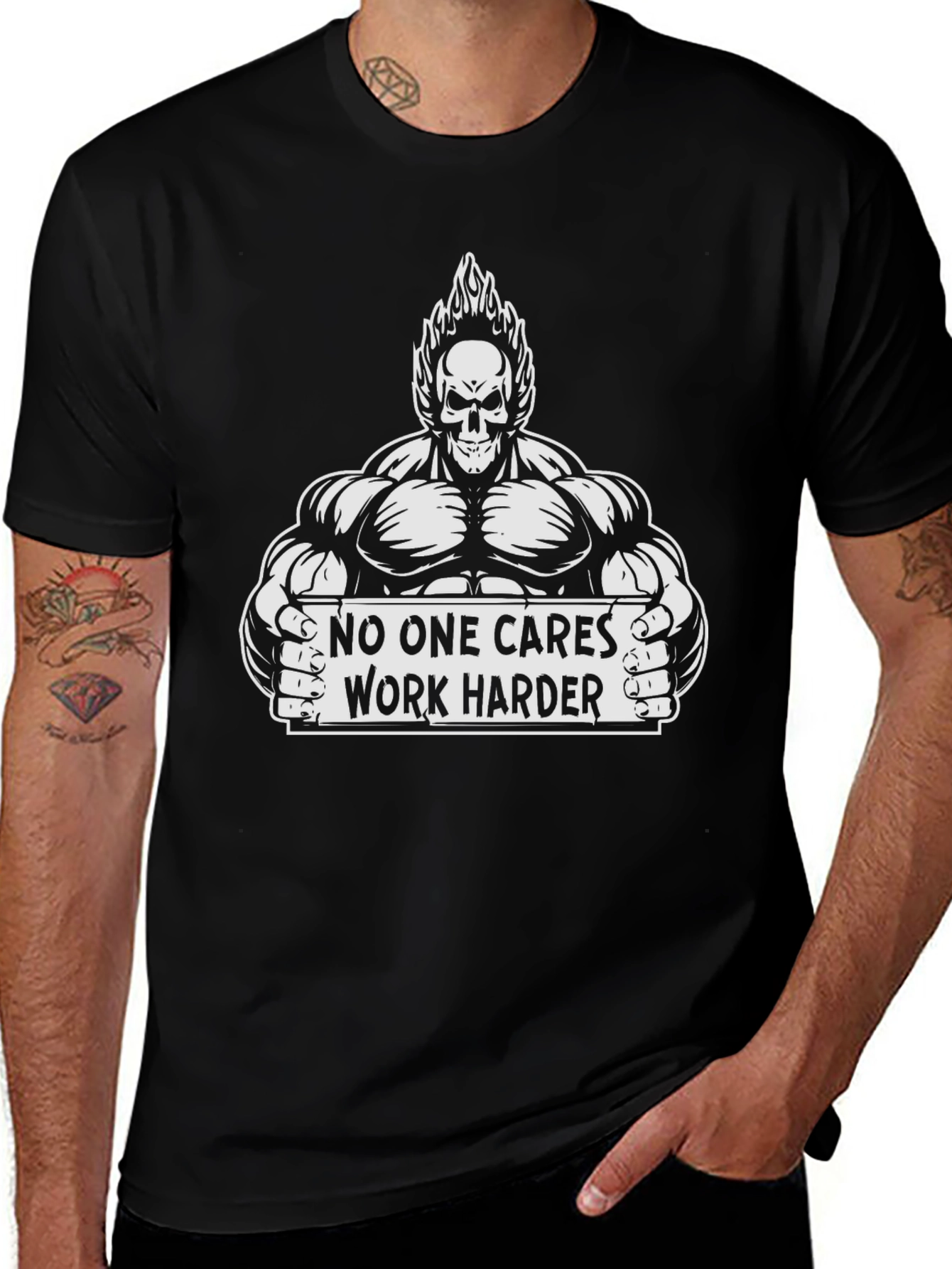 Variant 30 of Motivational Gym T-Shirt: No One Cares Work Harder