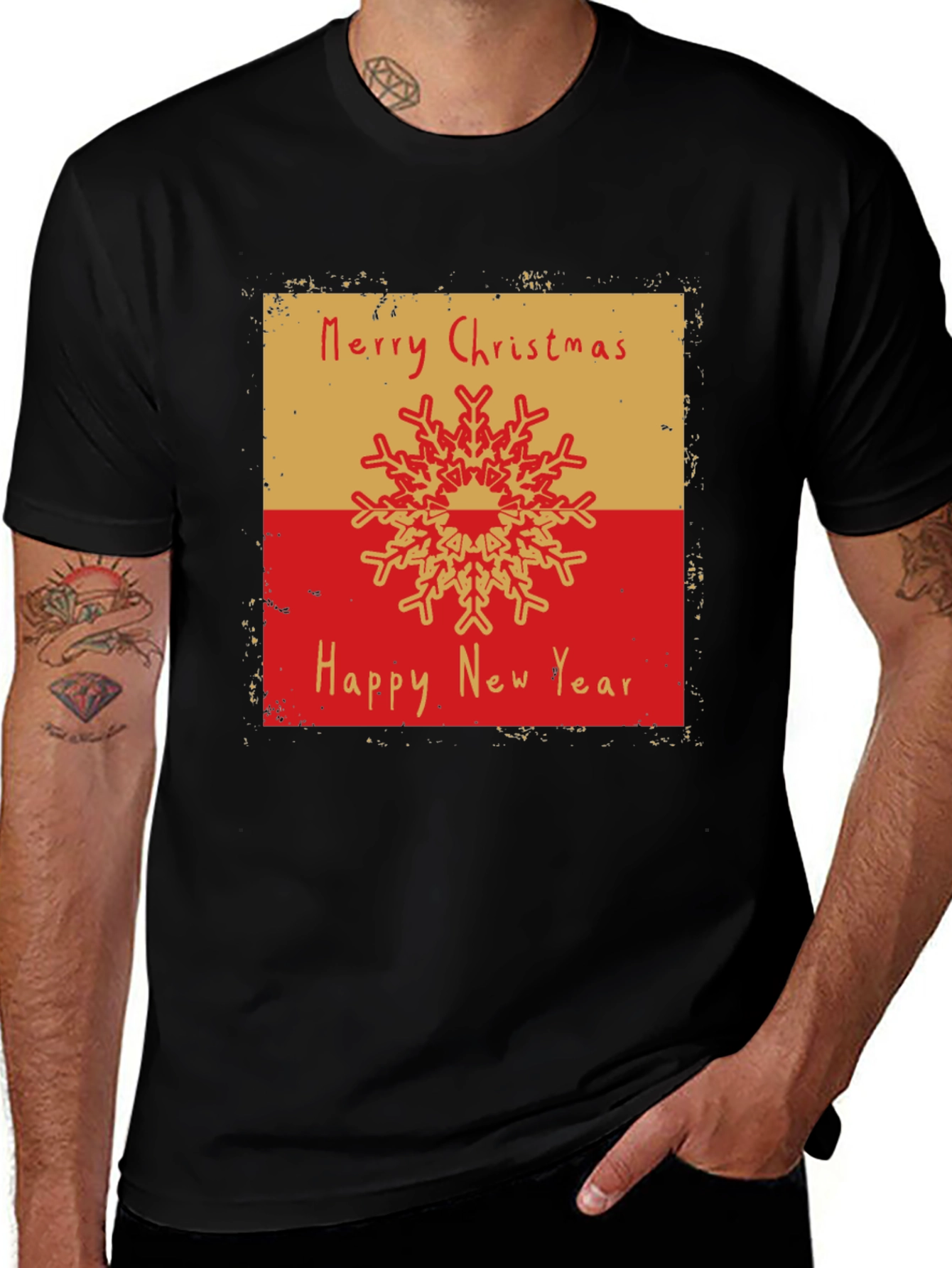 Holiday Snowflake Graphic Tee - Merry Christmas & Happy New Year