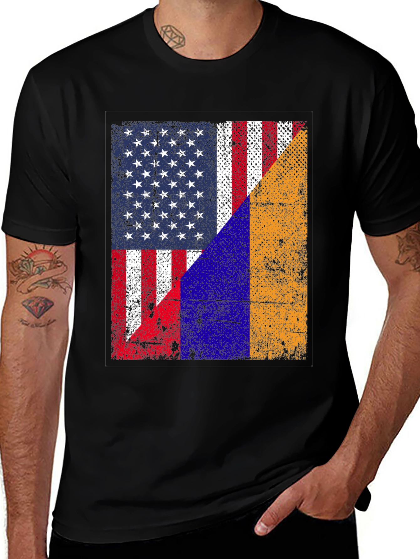 Variant 16 of USA and Armenia Flag T-Shirt
