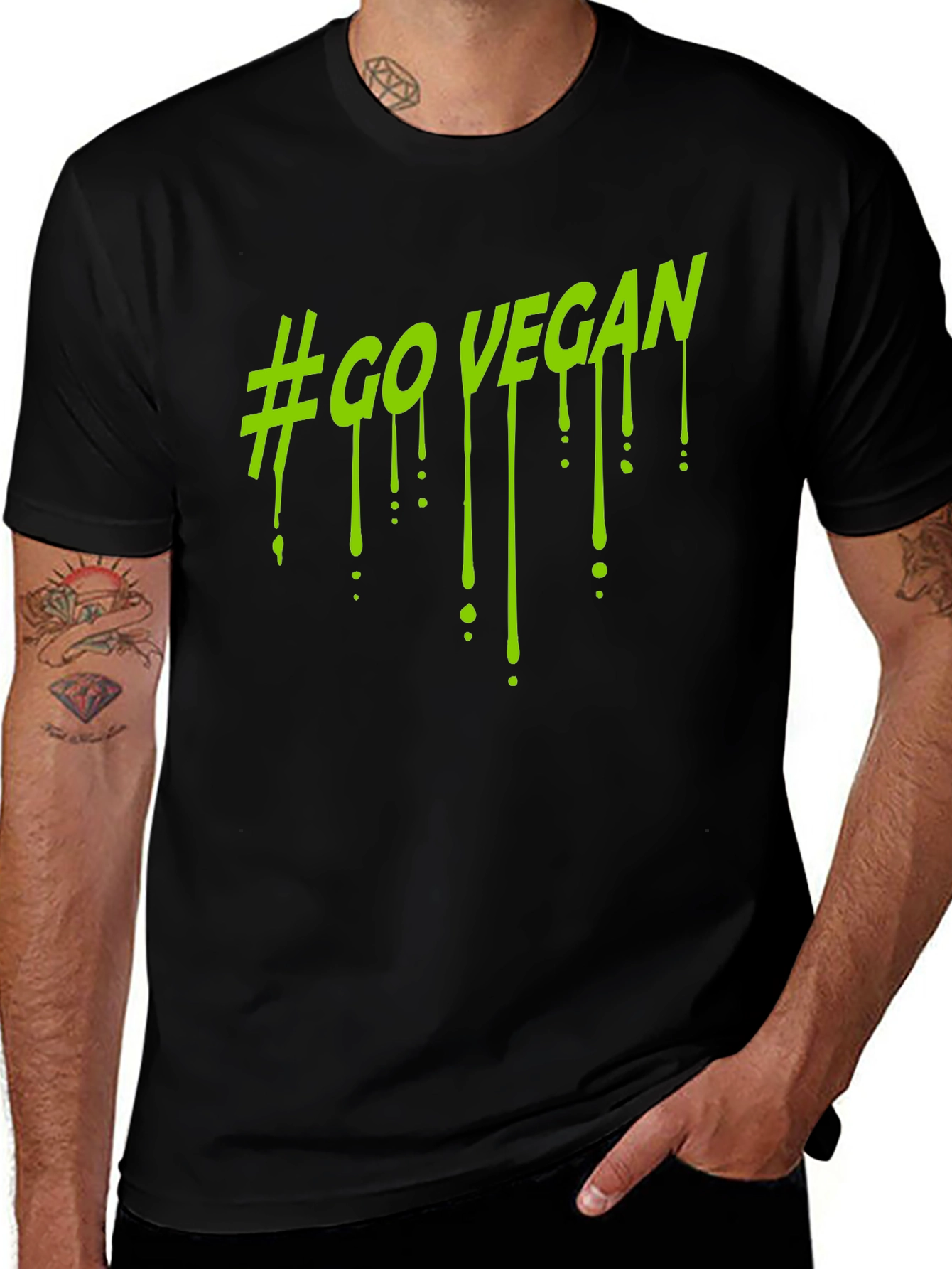 Variant 8 of #GoVegan Graphic Black T-Shirt
