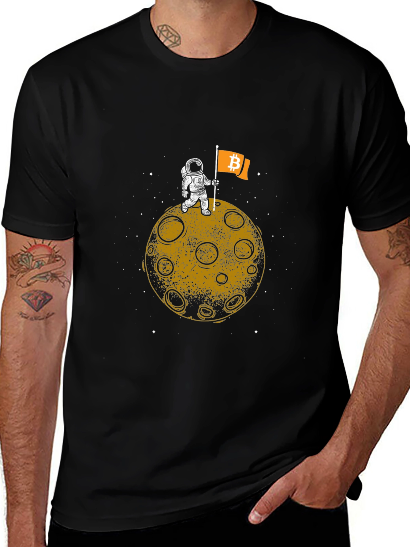 Bitcoin Moon Landing Graphic Tee - Crypto Astronaut T-Shirt