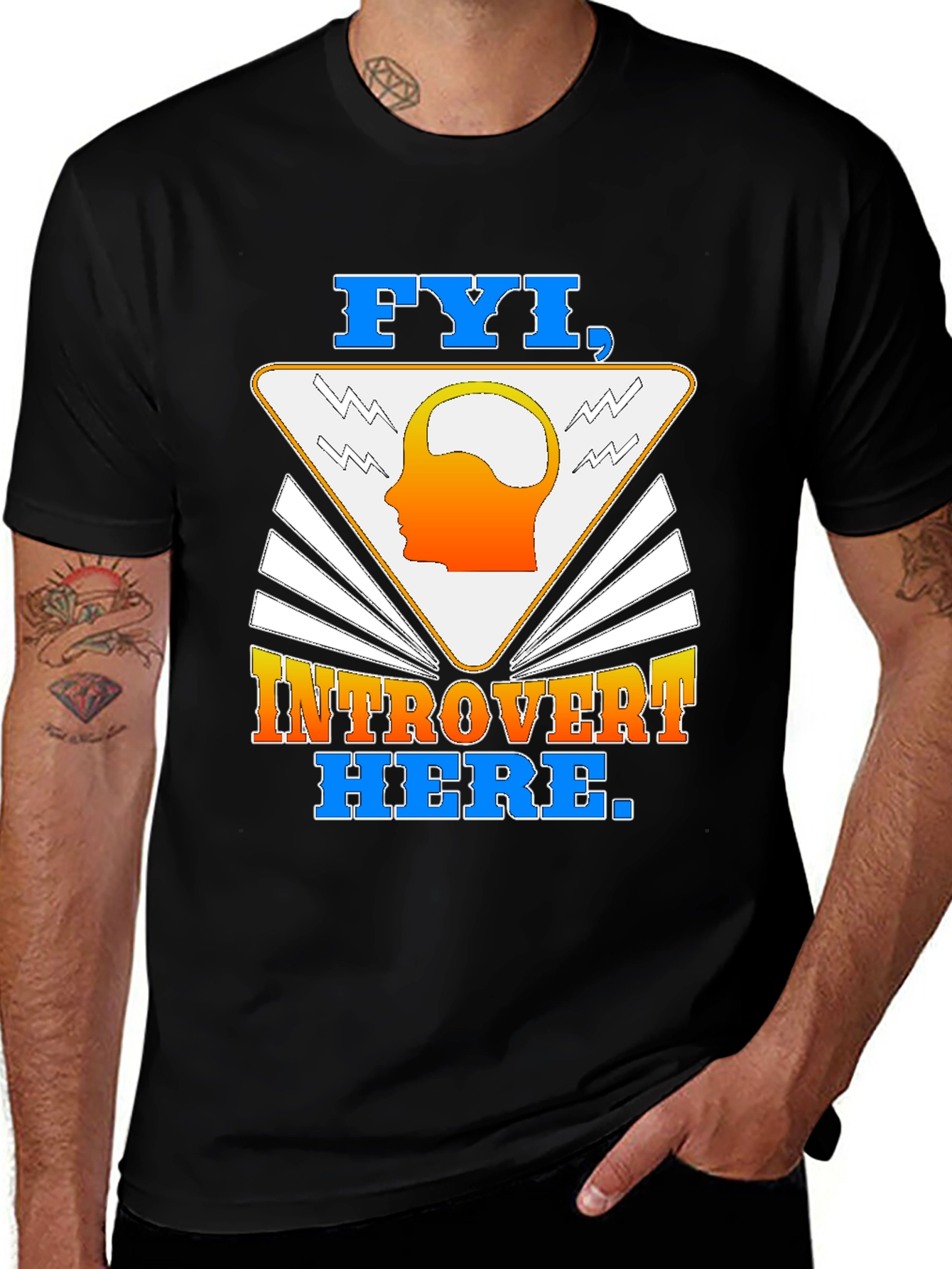 Variant 25 of Introvert Here T-Shirt - FYI Brain Design