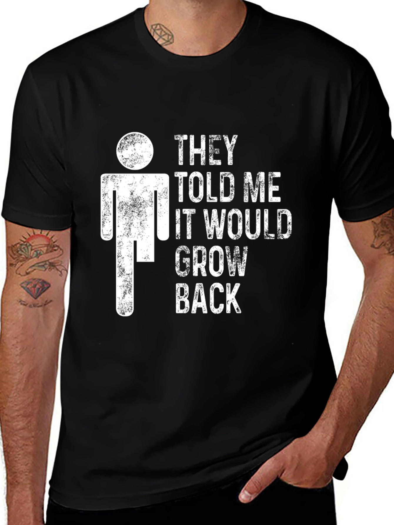 Humorous Hair Loss T-Shirt - They Told Me It Would Grow Back