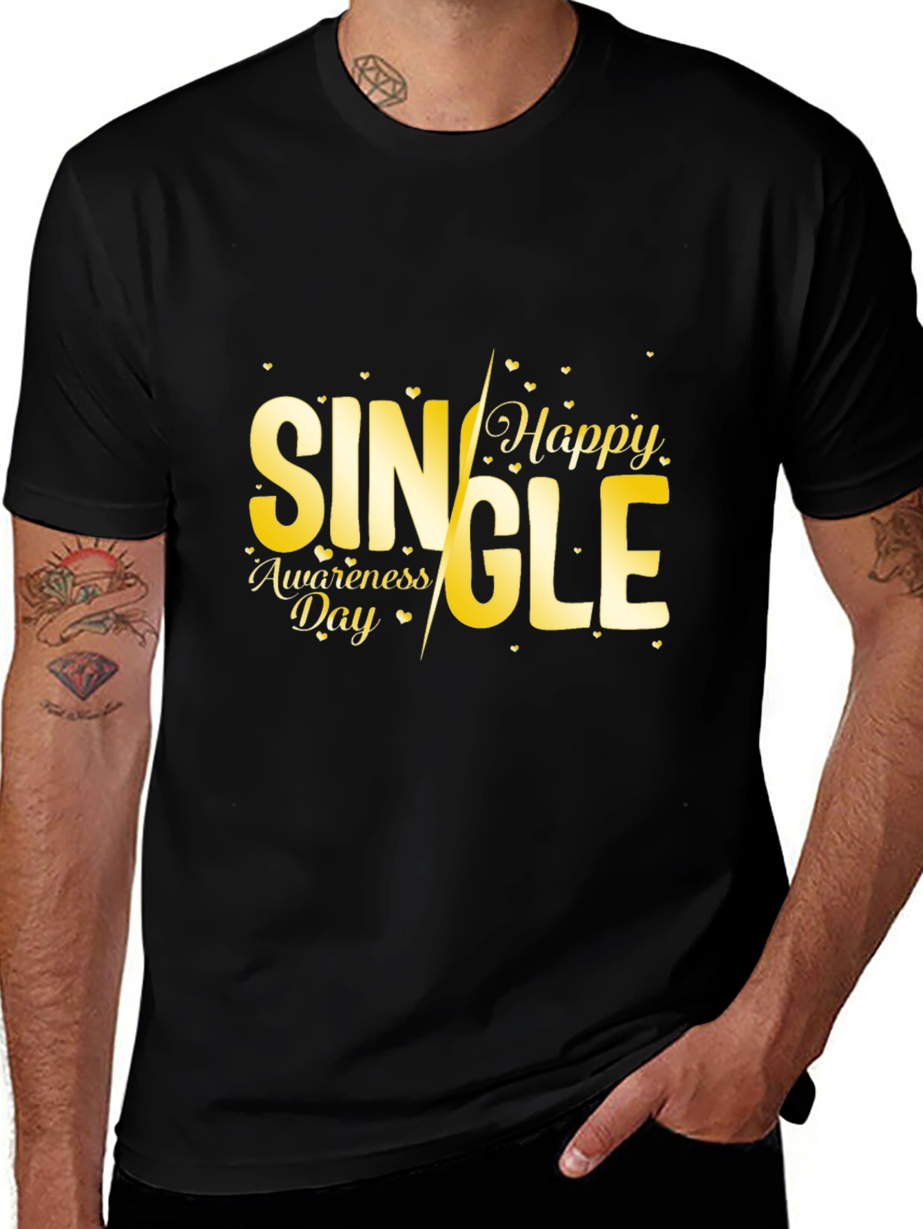 Variant 11 of Single Awareness Day Black Graphic Tee