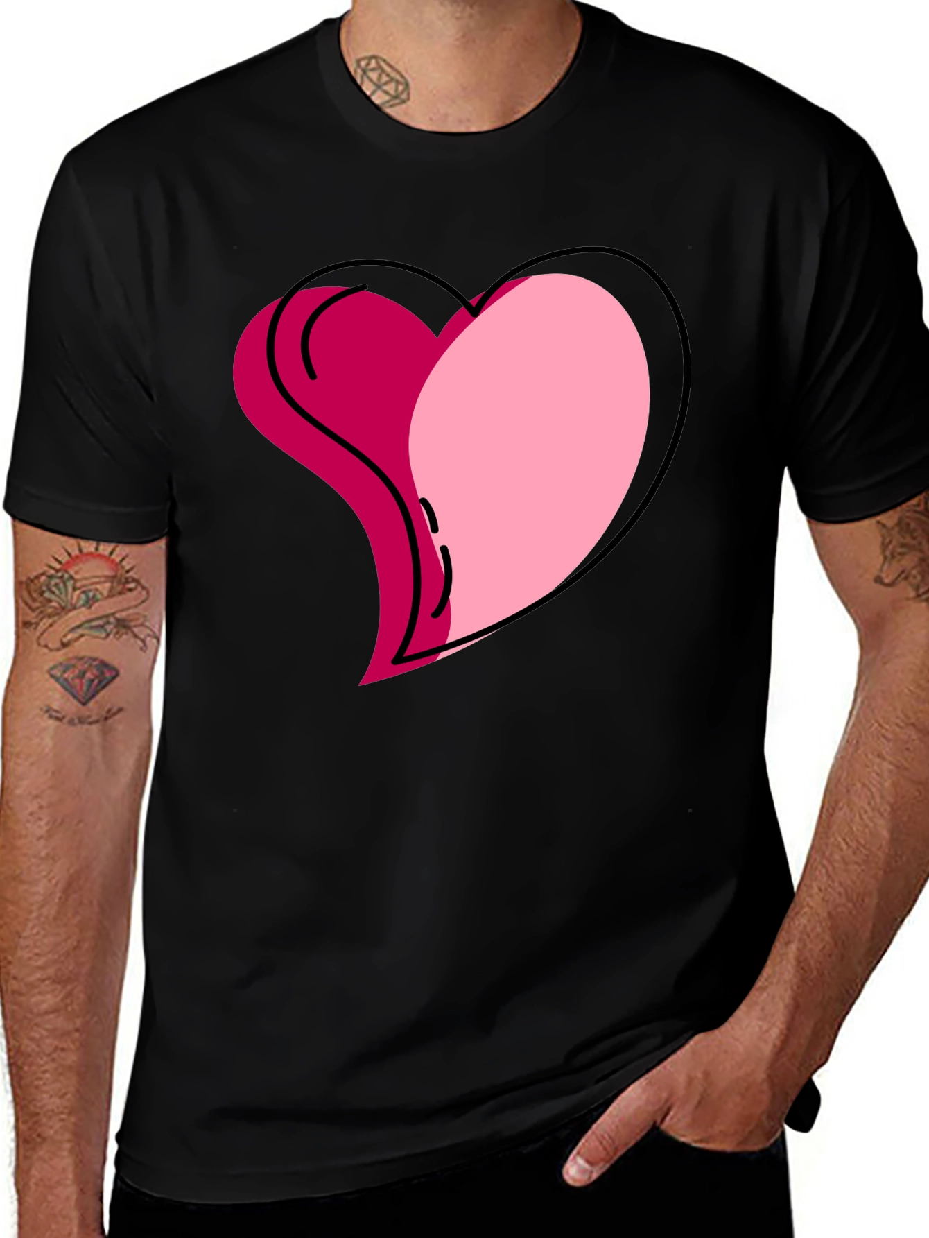 Variant 9 of Heart Graphic Black T-Shirt - Love & Style