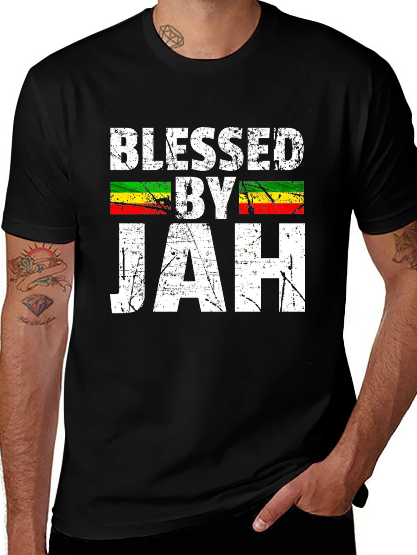 Variant 15 of Blessed By Jah Reggae Graphic T-Shirt