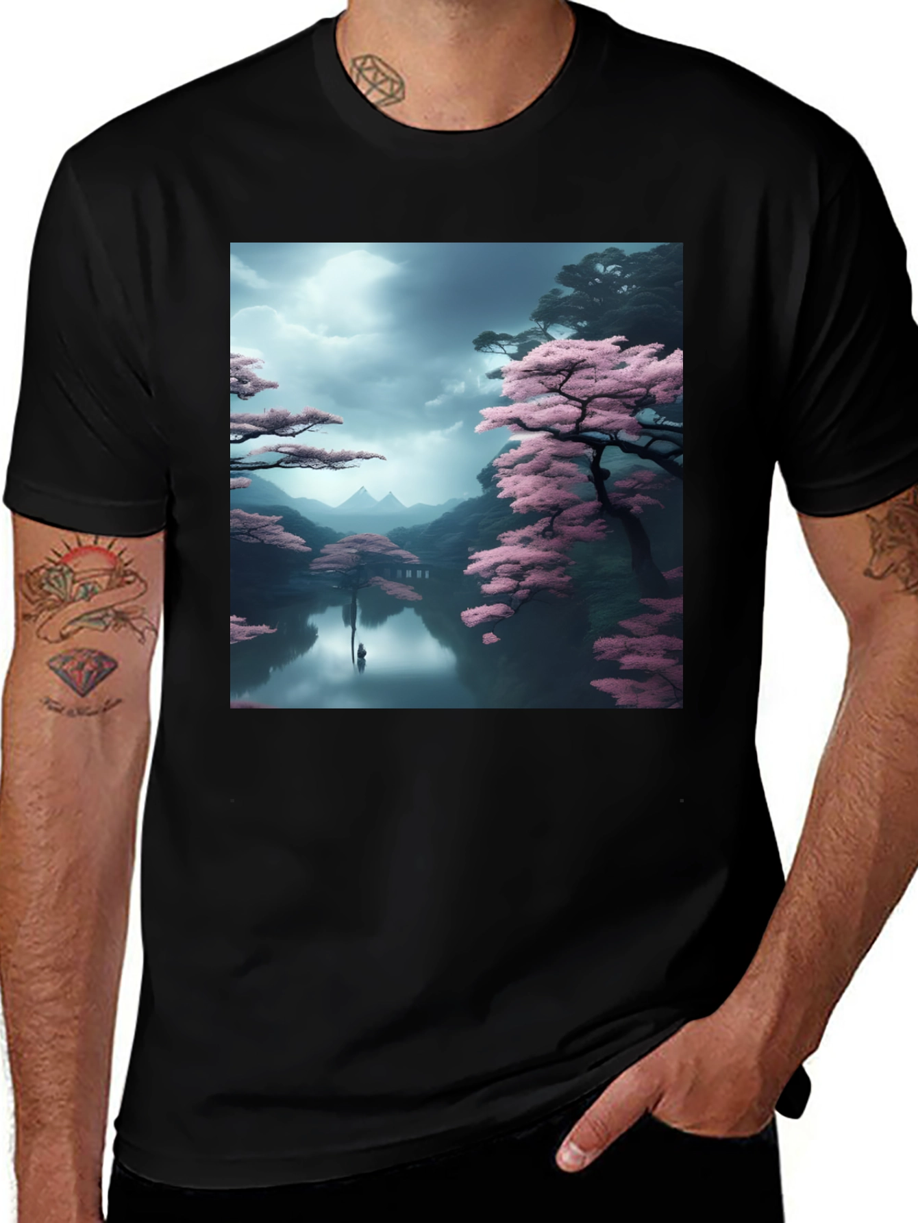 Variant 10 of Cherry Blossom Lake Graphic Tee