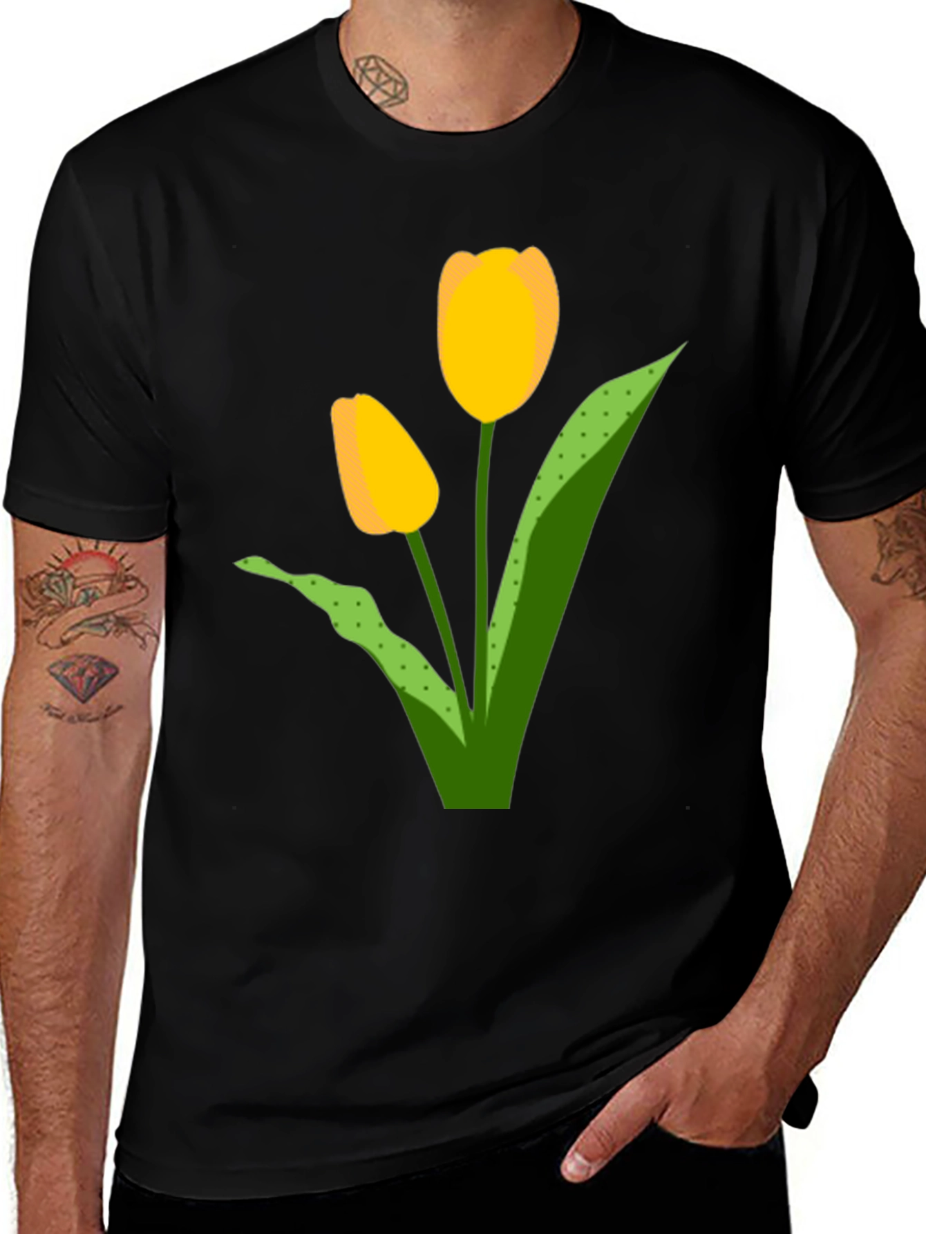 Variant 12 of Tulip Graphic Tee - Black Cotton Blend