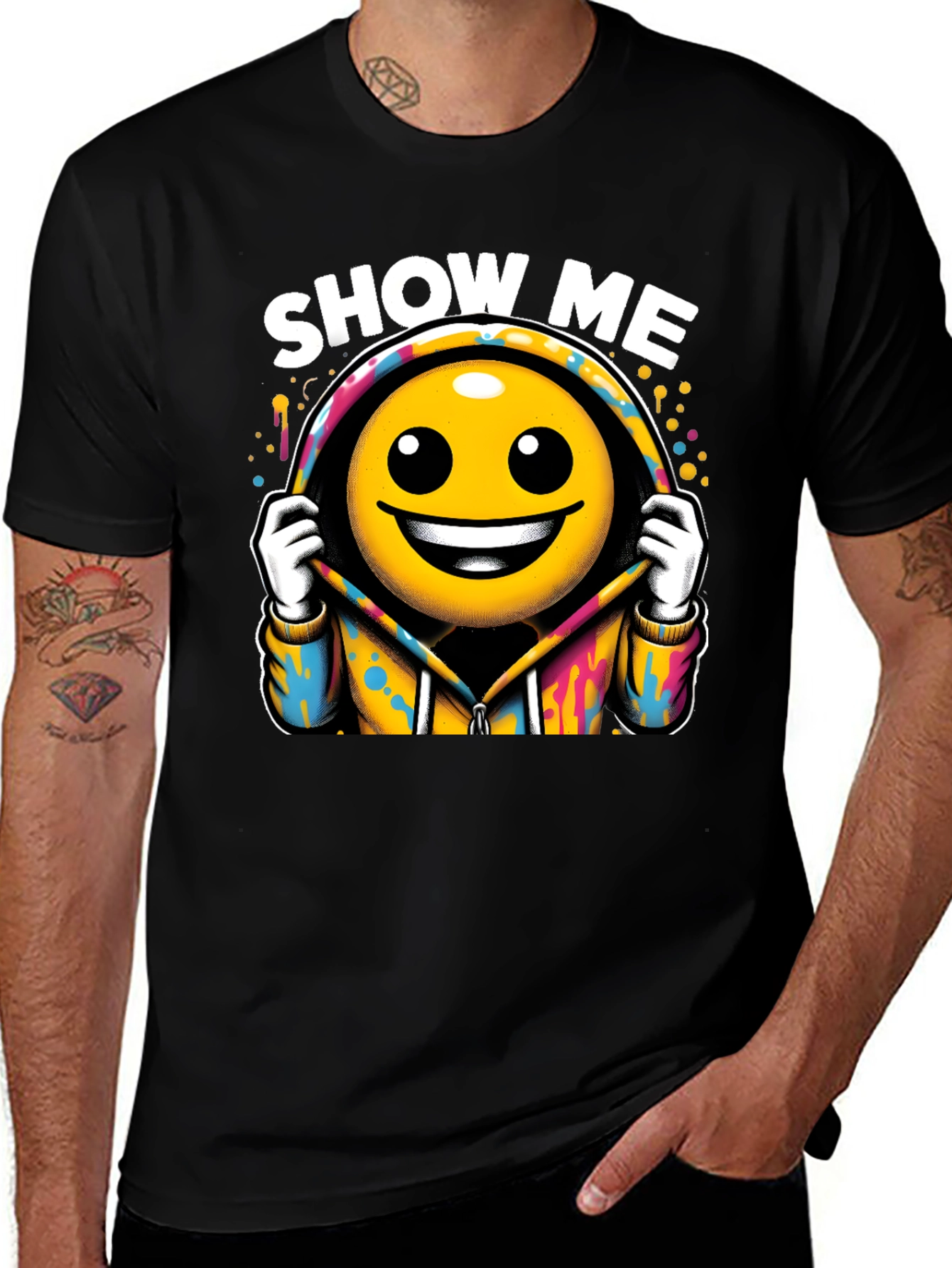 Variant 11 of Show Me Emoji Graphic T-Shirt - Fun & Stylish!