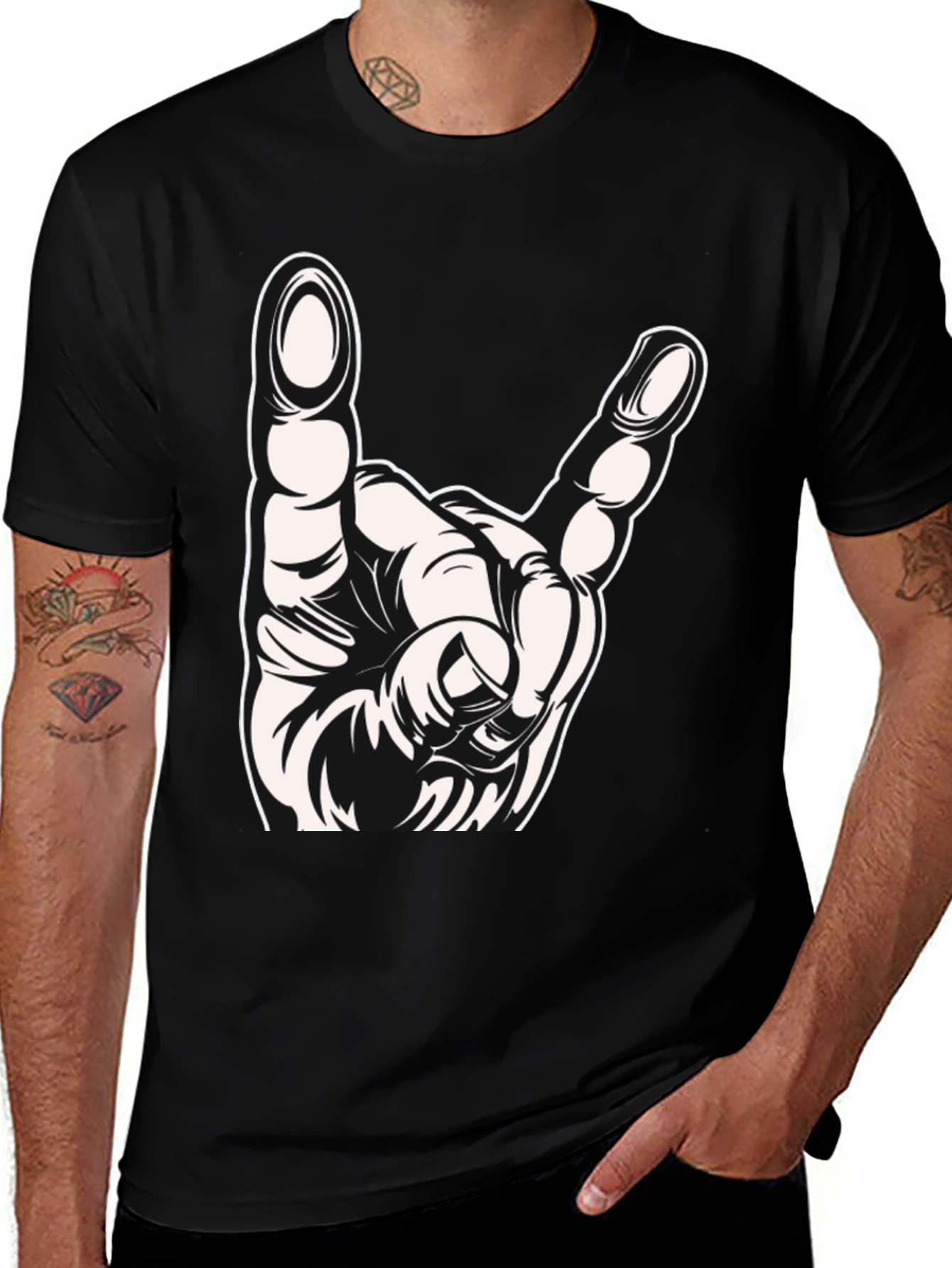 Variant 18 of Rock On Hand Gesture Graphic T-Shirt