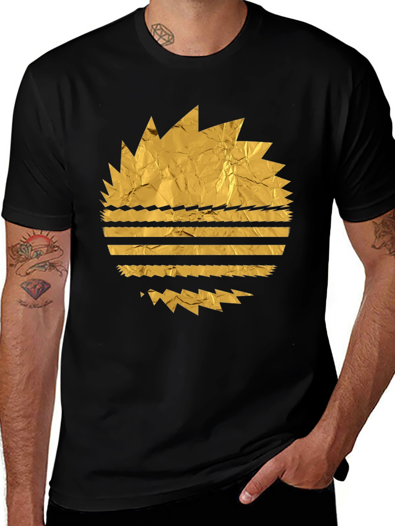 Variant 12 of Retro Golden Foil Graphic Black Tee