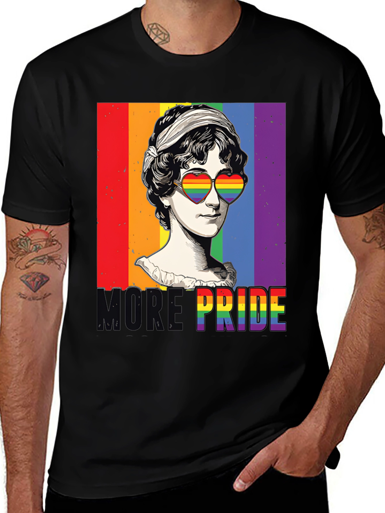 Pride Rainbow Statue Heart Sunglasses T-Shirt