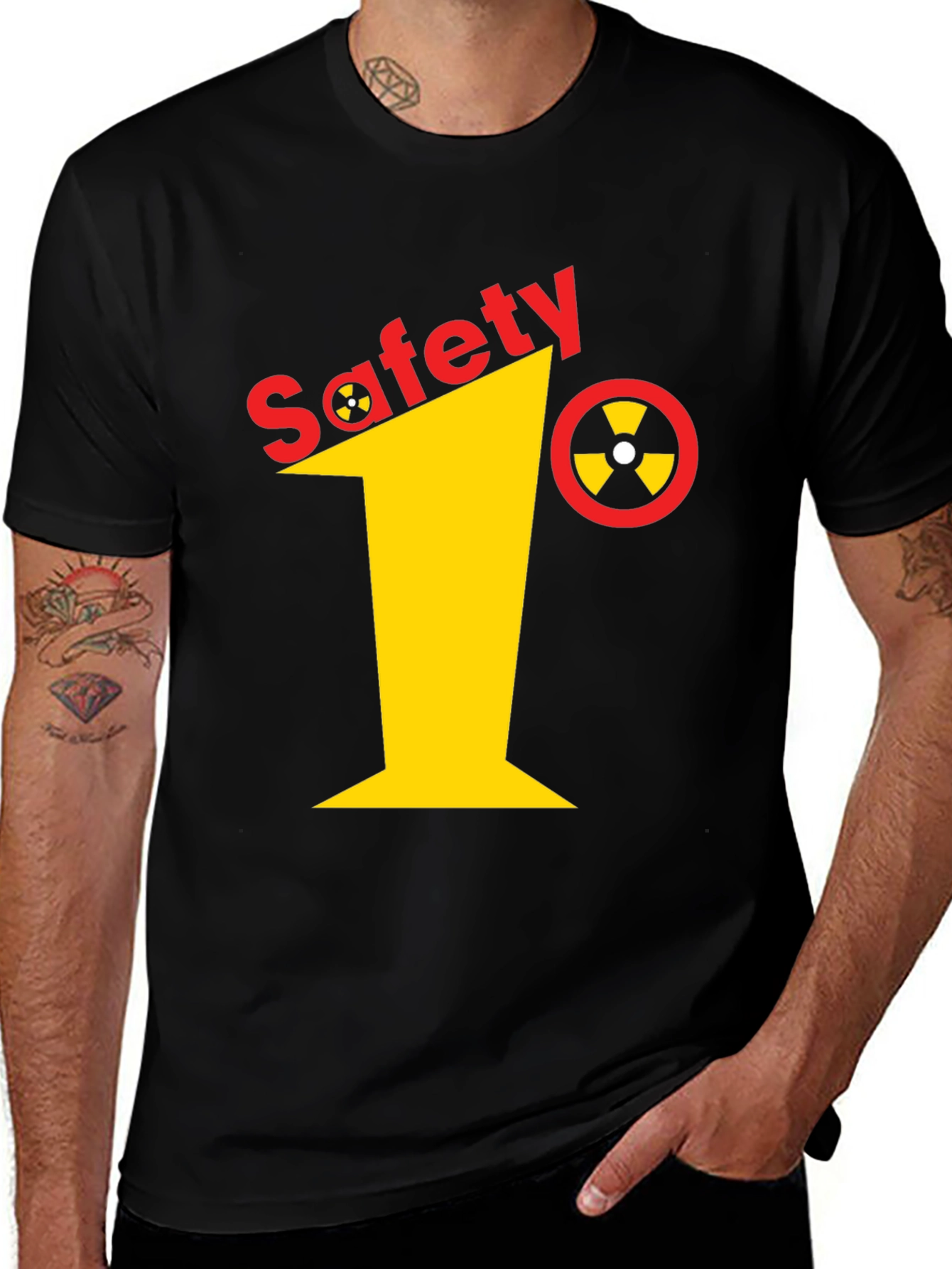 Variant 28 of Safety First T-Shirt Black Graphic Tee