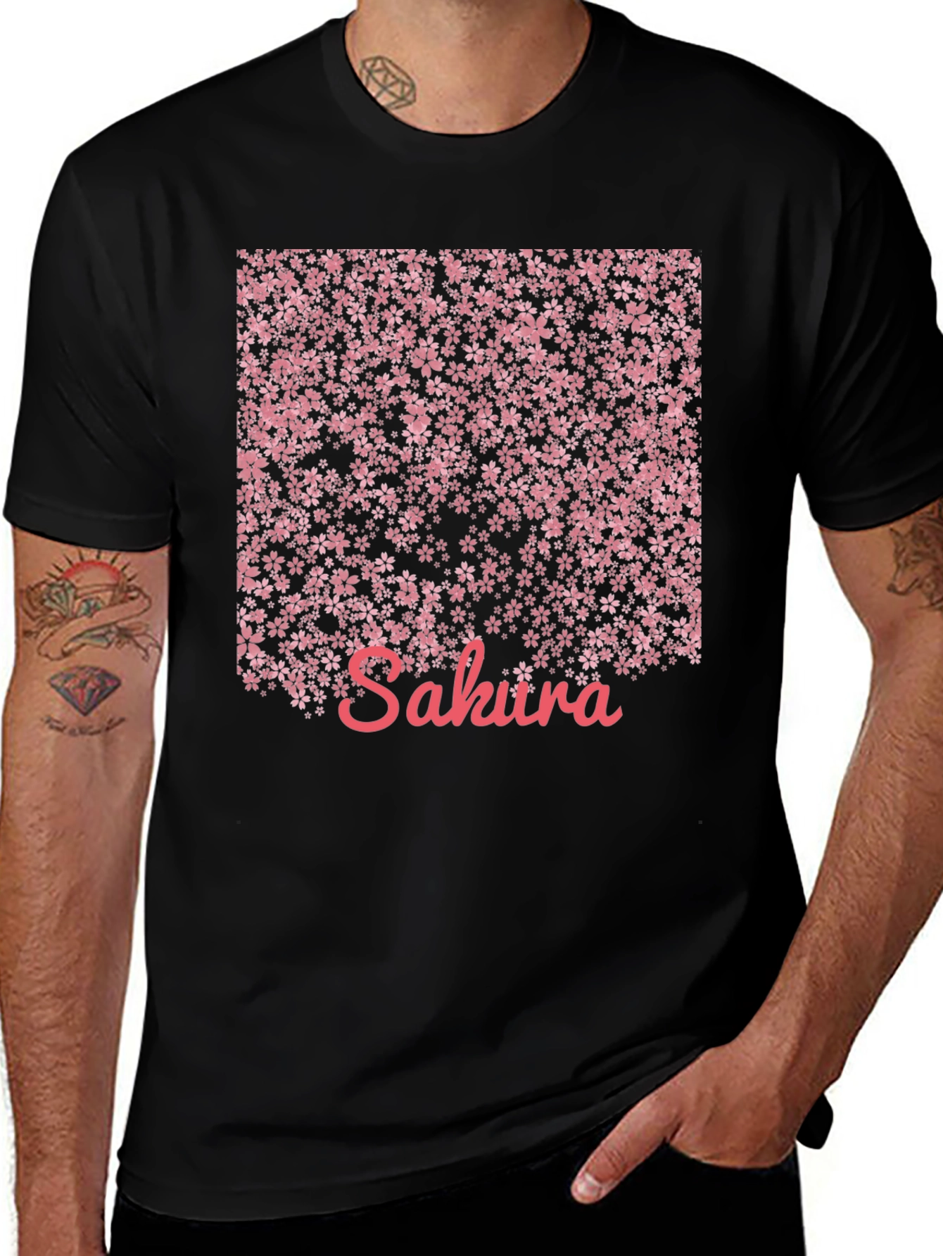 Sakura Blossom Black T-Shirt