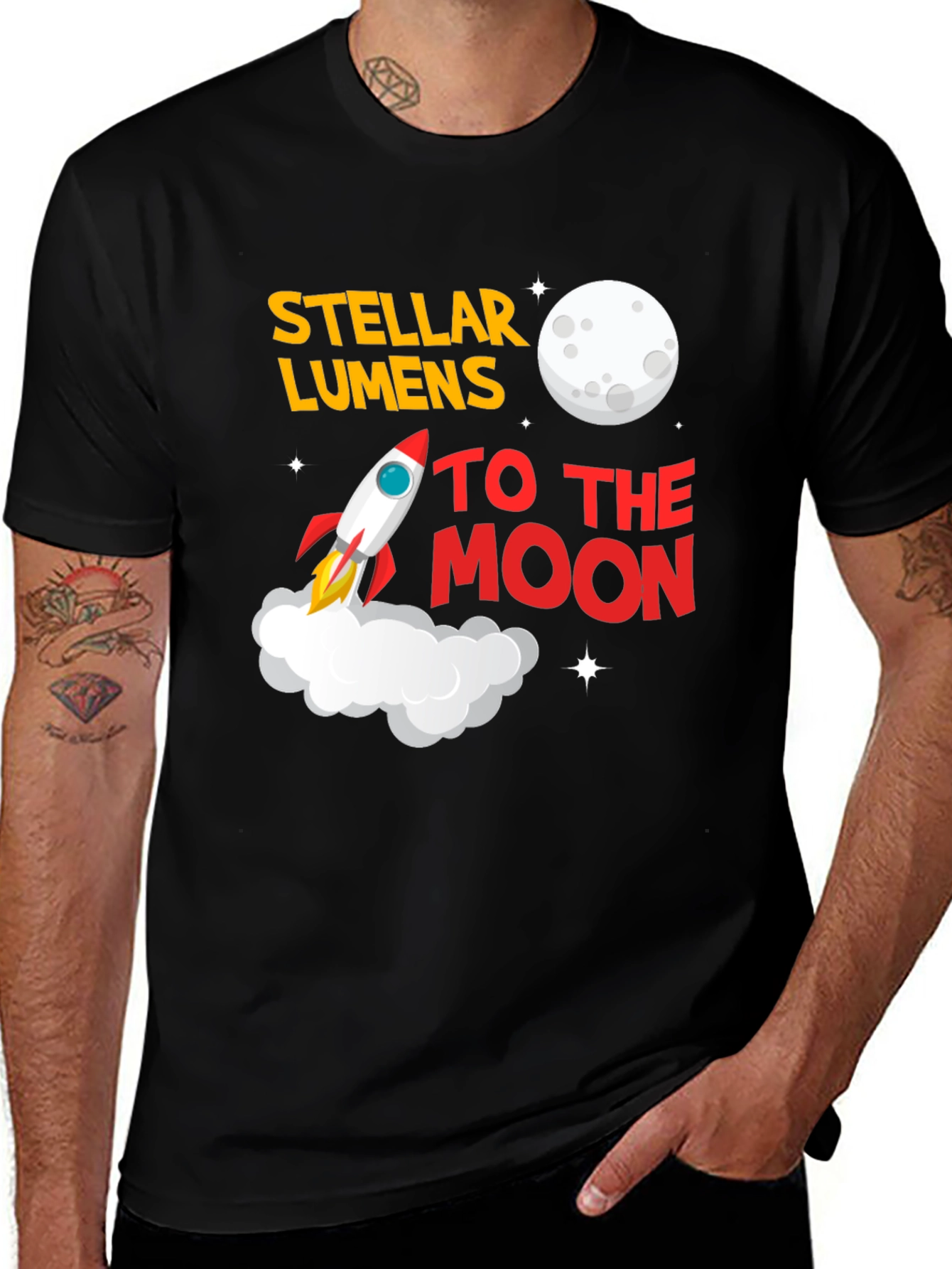 Black Stellar Lumens To The Moon T-Shirt main image