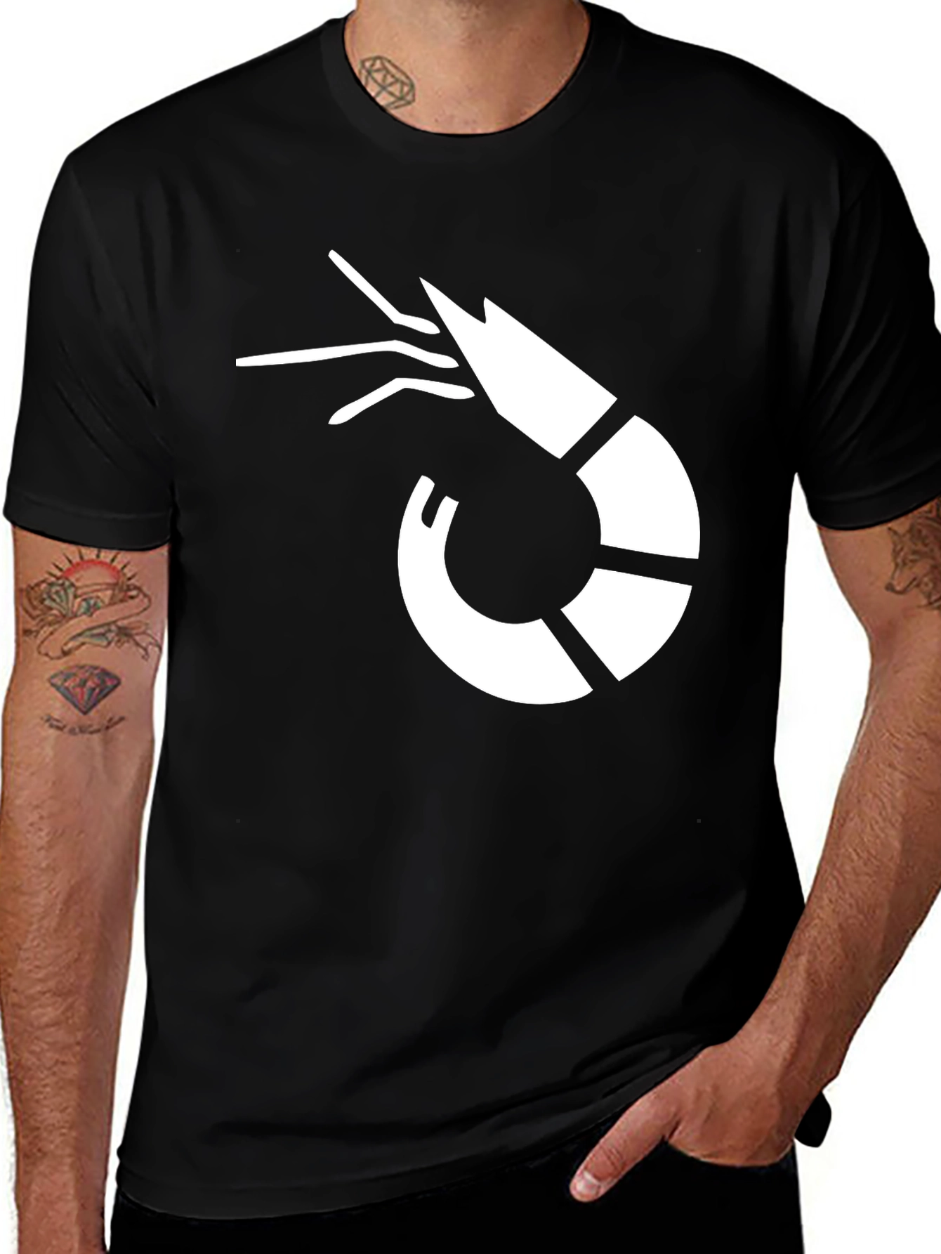 Shrimp Graphic Tee - Casual Black T-Shirt