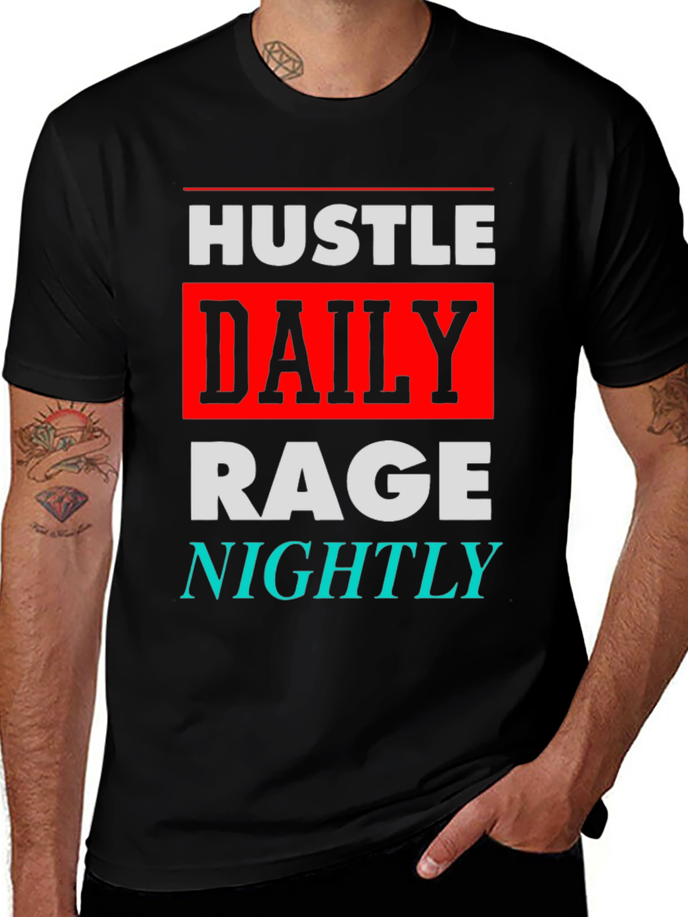 Variant 10 of Hustle Daily Rage Nightly Graphic T-Shirt