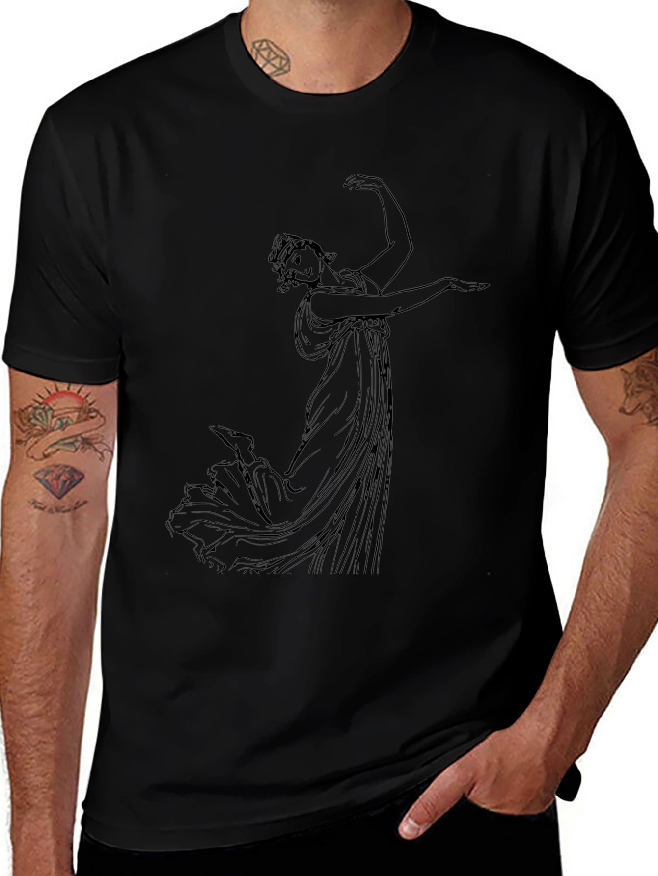 Classical Art Black T-Shirt - Artistic Graphic Tee
