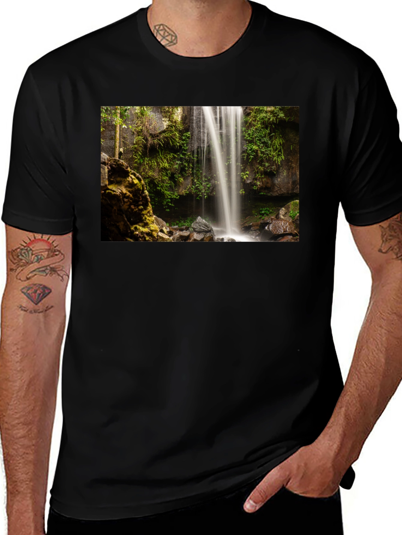 Variant 30 of Waterfall Graphic Black T-Shirt