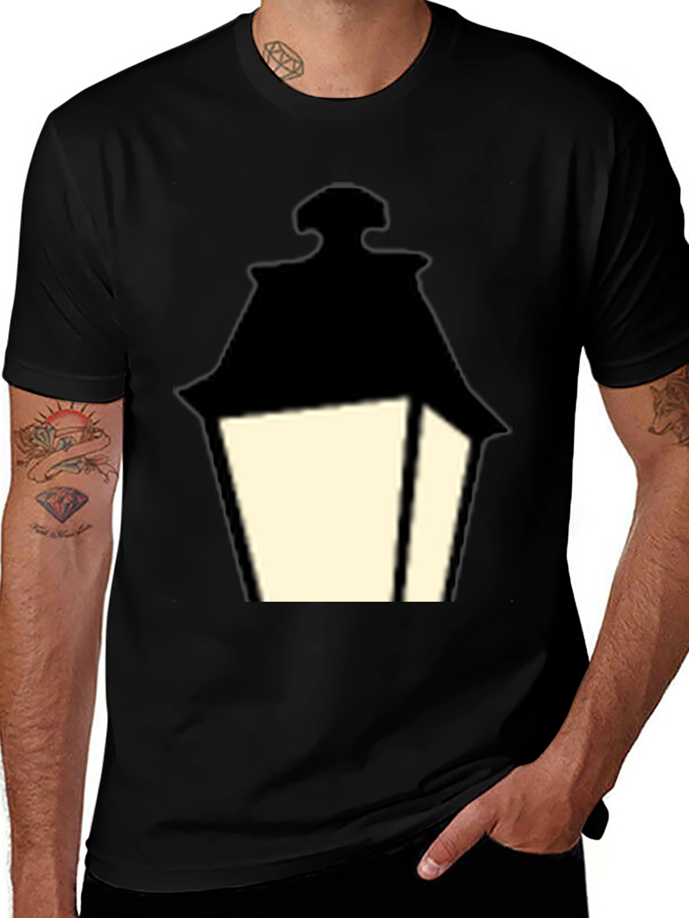 Variant 4 of Vintage Lantern Graphic Black T-Shirt