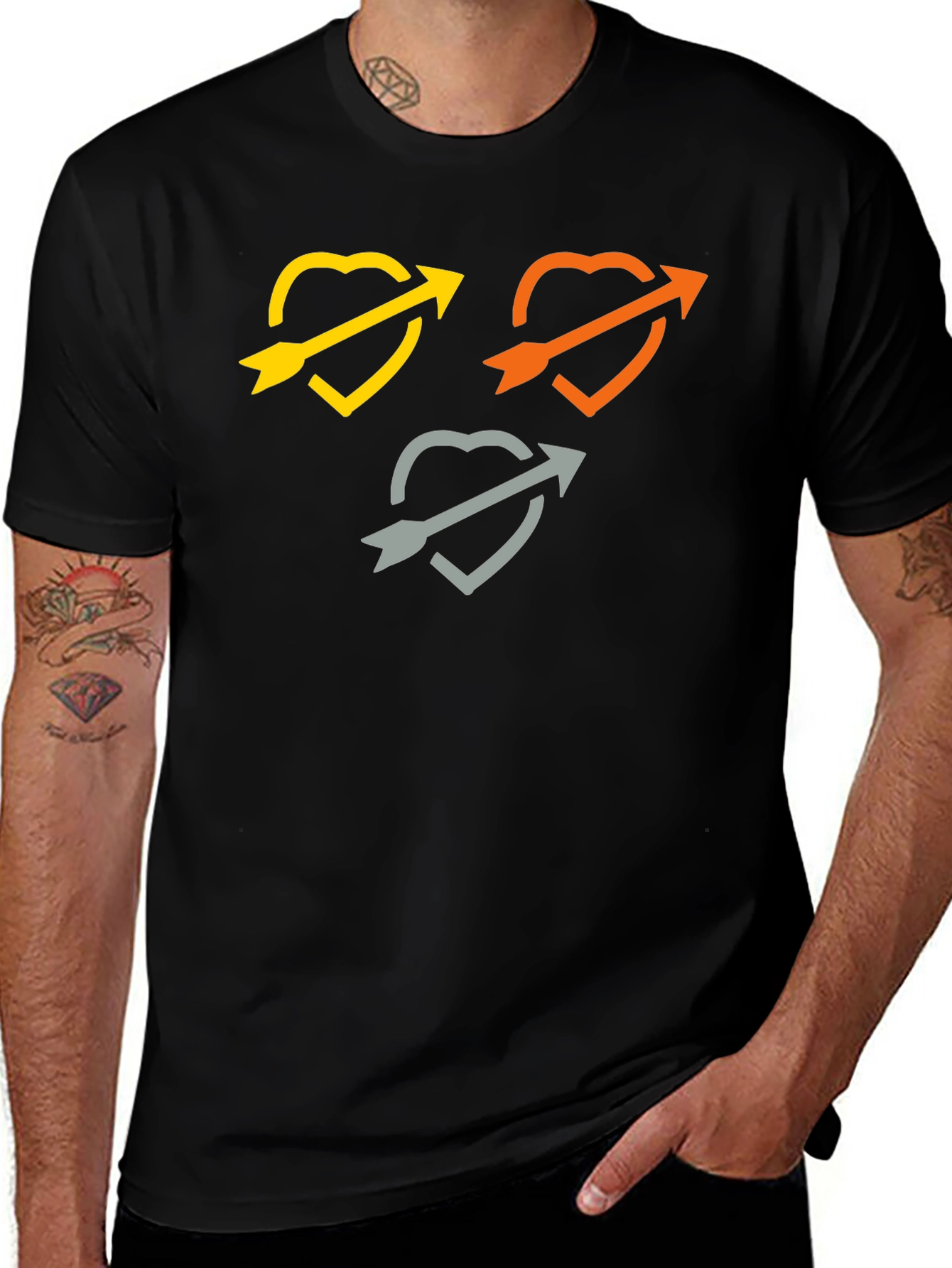 Variant 7 of Heart Arrow Graphic Tee - Black Casual Shirt