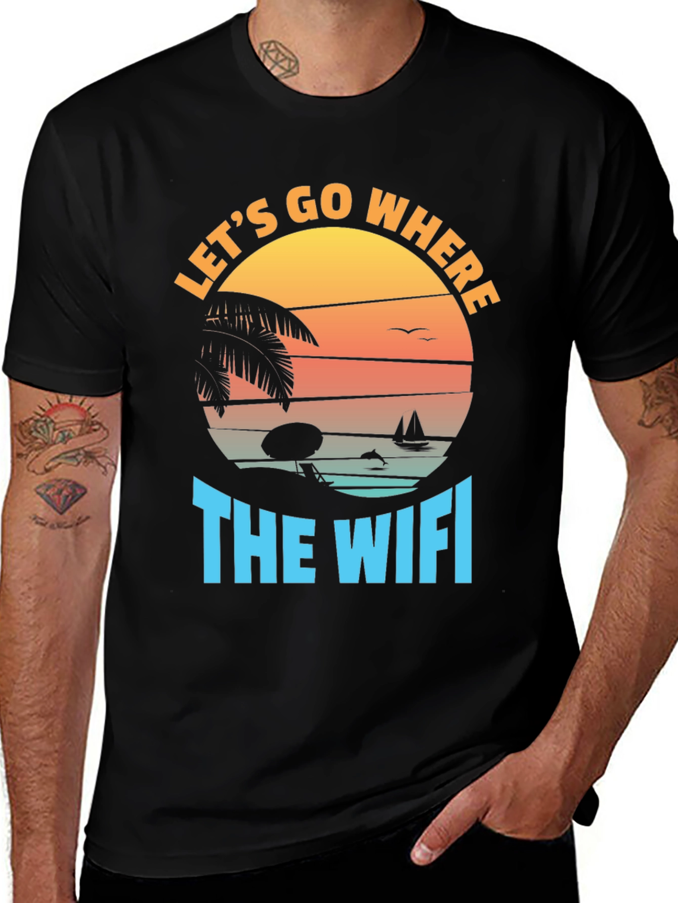 Variant 10 of Let's Go Where The WiFi is Weak Black T-Shirt