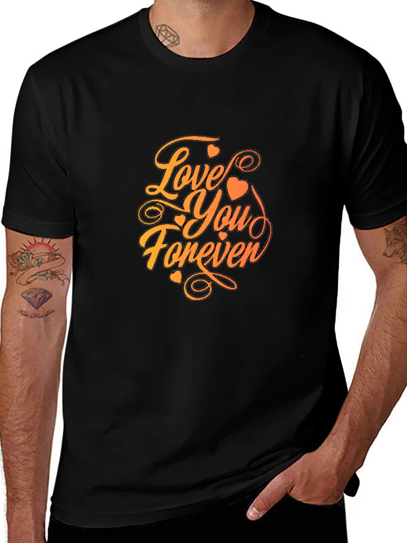Black Love You Forever Graphic Tee - Black Casual T-Shirt main image