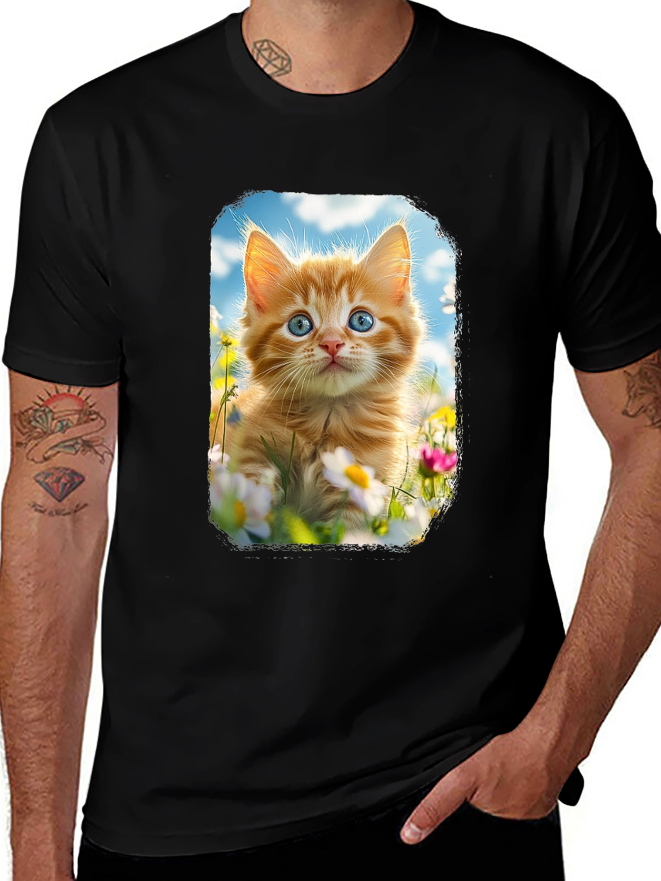 Variant 19 of Cute Kitten T-Shirt - Unisex Black Tee