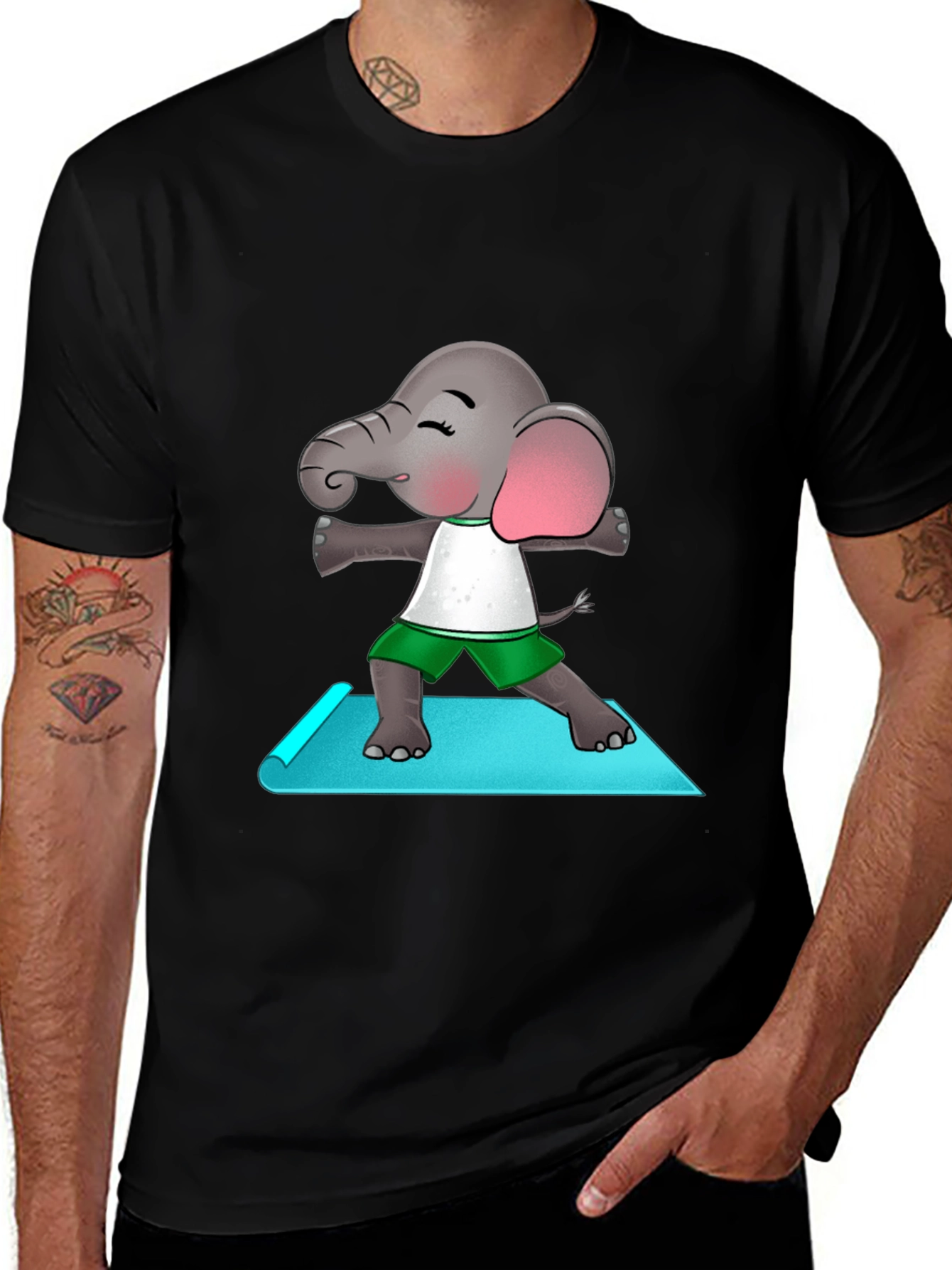 Variant 29 of Yoga Elephant Men's Black T-Shirt