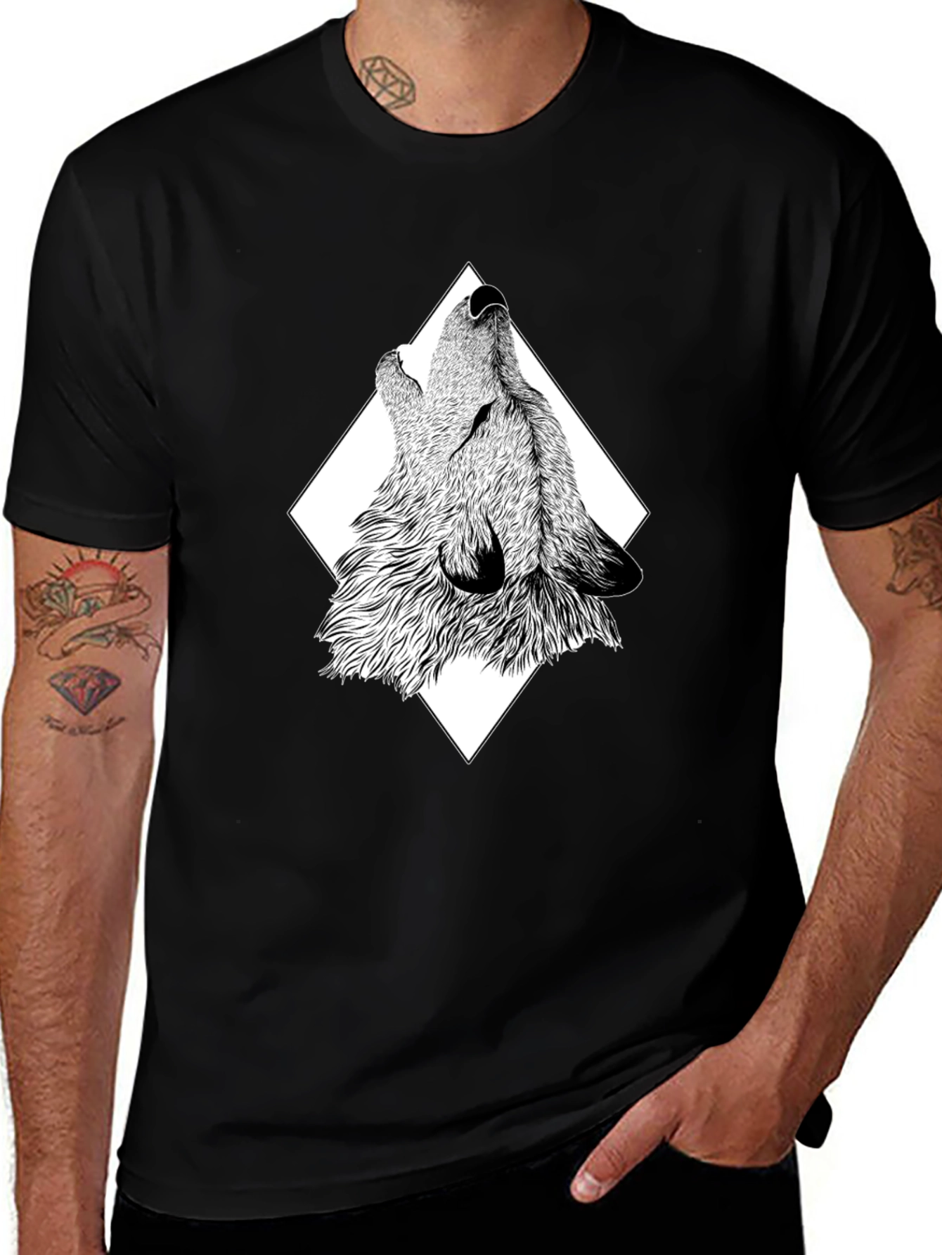 Variant 22 of Wolf Graphic Print Black T-Shirt
