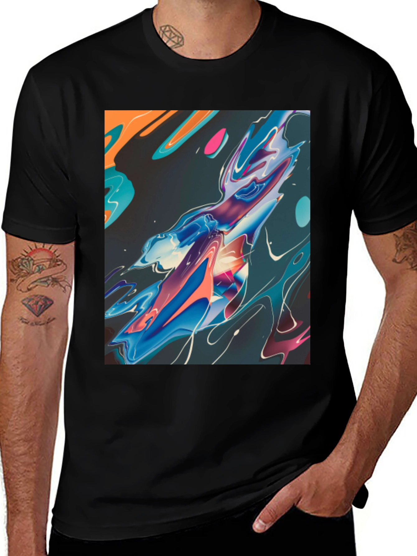 Variant 6 of Abstract Art Graphic Tee - Black