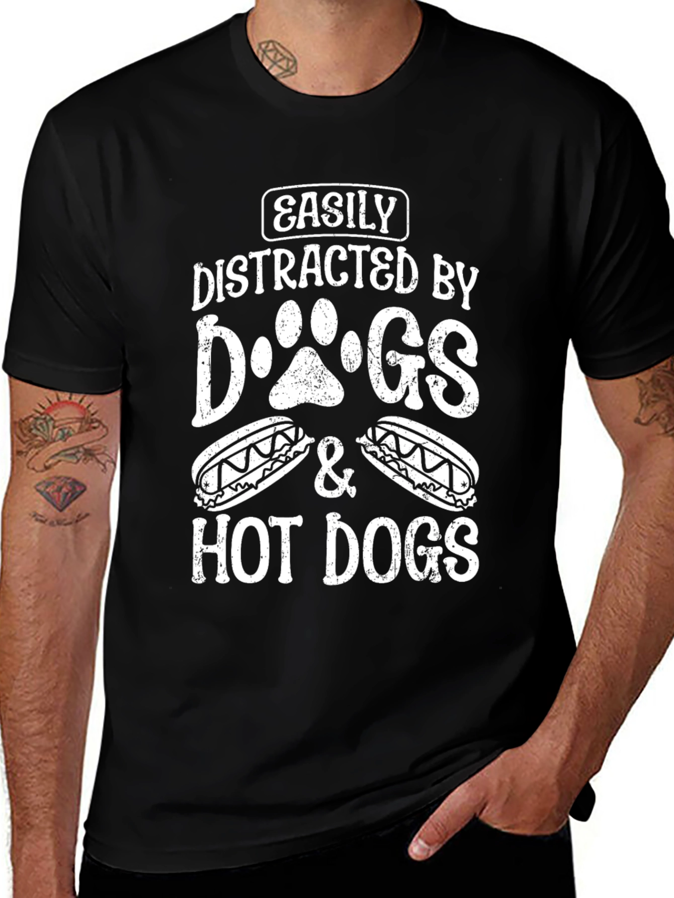 Easily Distracted By Dogs & Hot Dogs T-Shirt