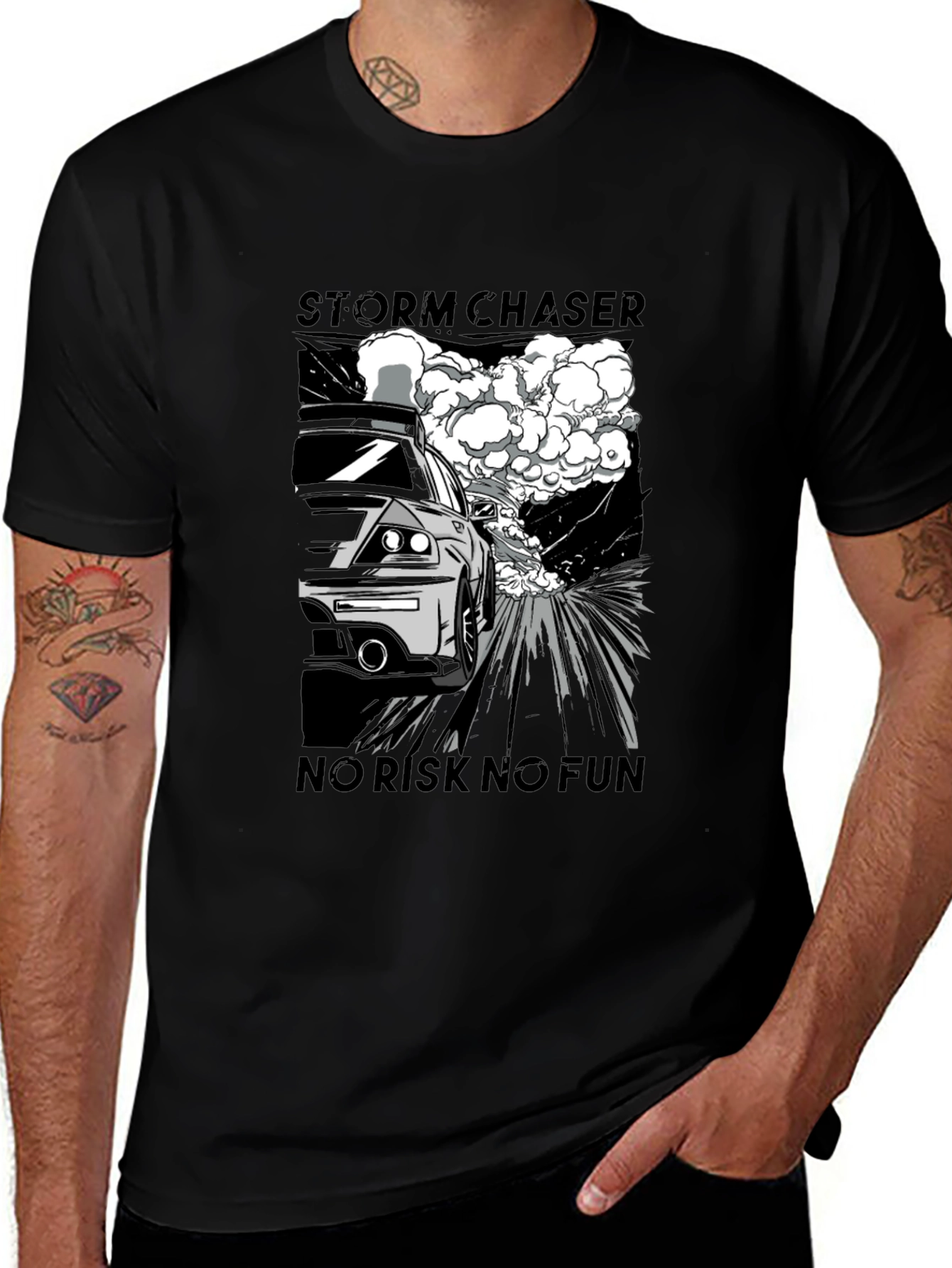 Variant 9 of Storm Chaser Car Graphic Black T-Shirt
