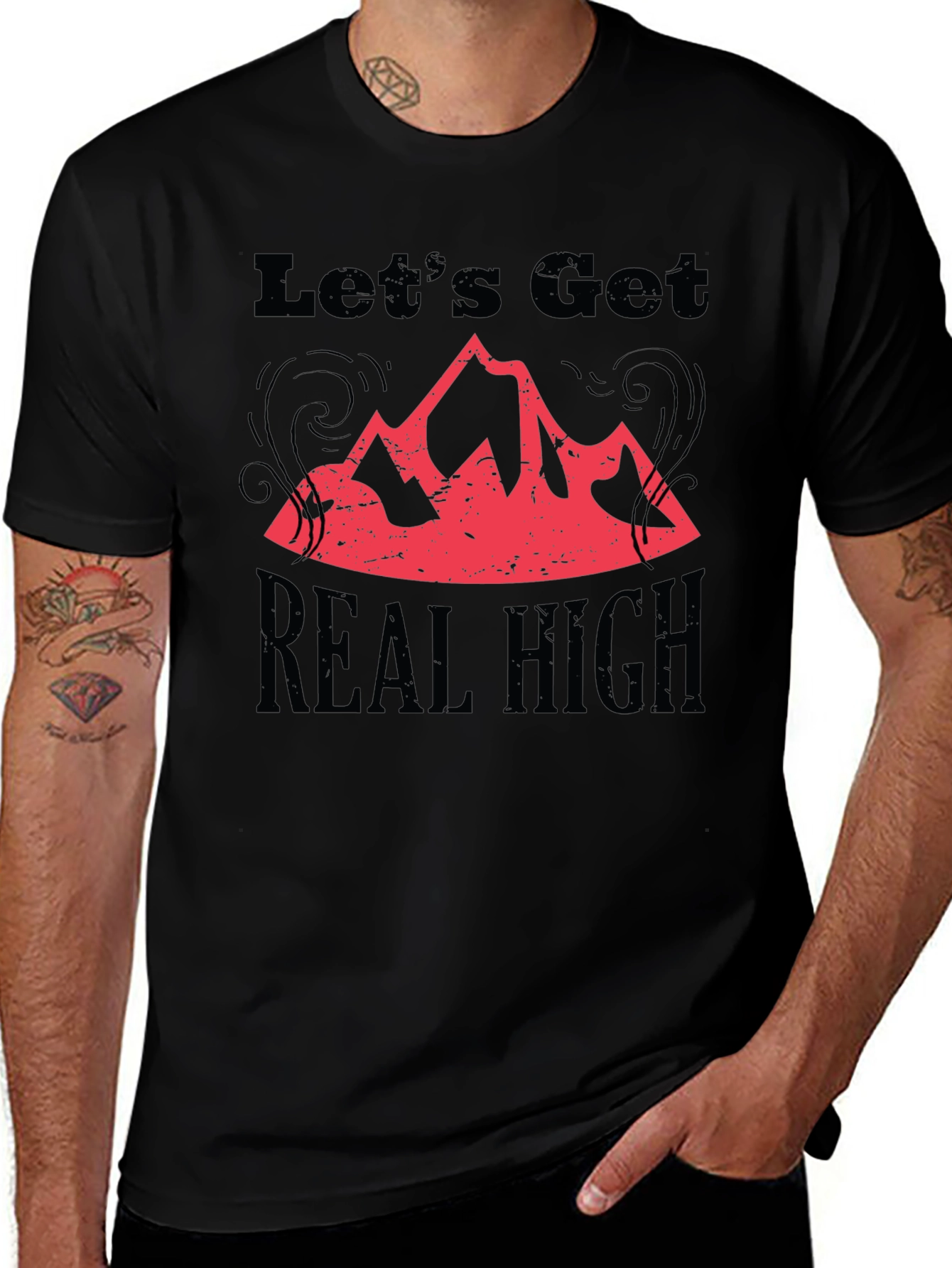 Variant 21 of Let's Get Real High T-Shirt - Mountain Graphic Tee