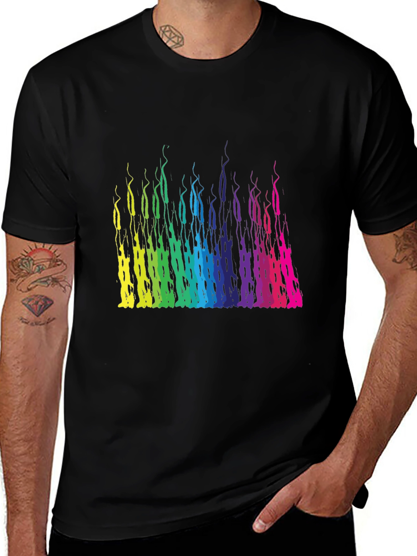 Variant 17 of Rainbow Wisp Graphic Black T-Shirt