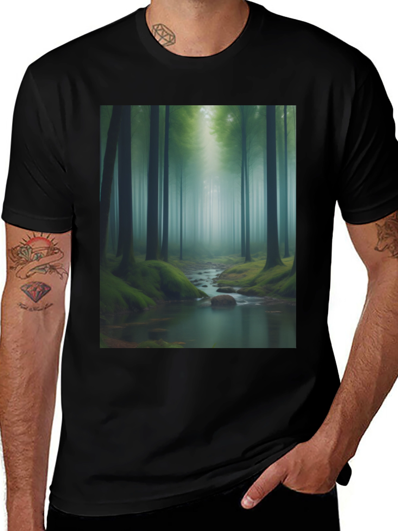 Variant 22 of Forest Stream Graphic Tee - Nature T-Shirt