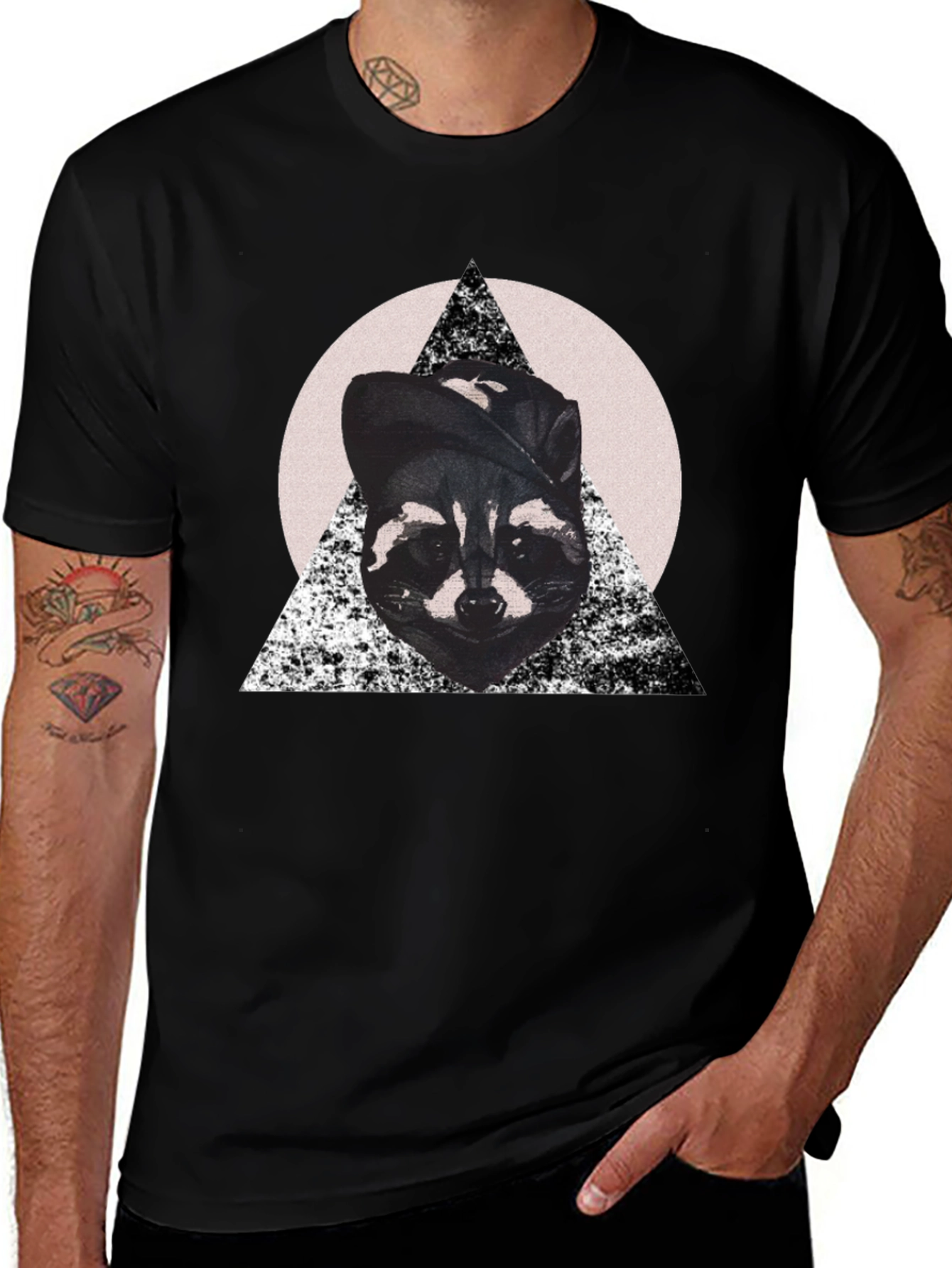 Black Cool Raccoon Graphic Tee main image
