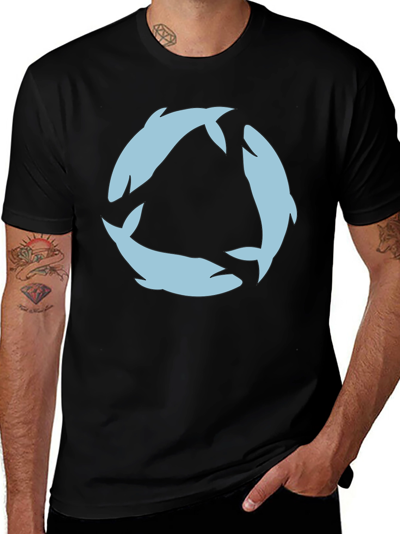 Variant 15 of Dolphin Circle Graphic Tee - Black