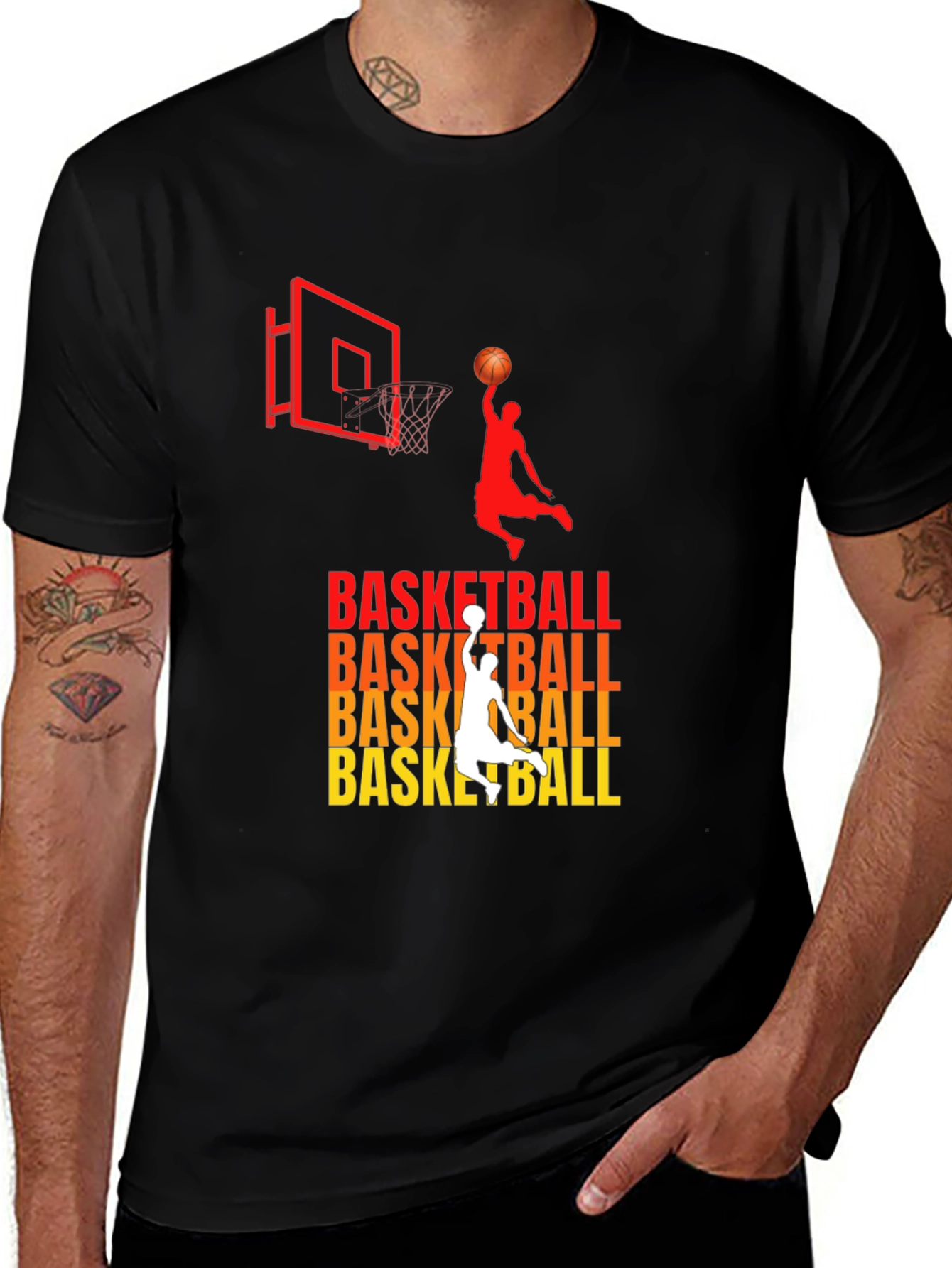 Variant 22 of Basketball Graphic Print Black T-Shirt