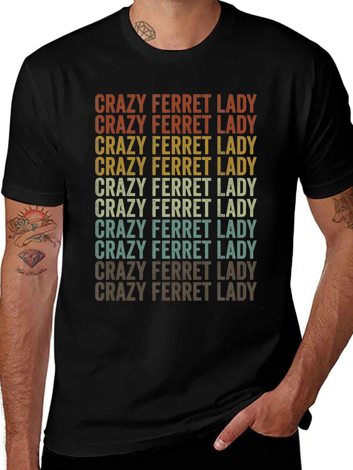 Variant 21 of Crazy Ferret Lady T-Shirt - Unique Animal Lover Tee