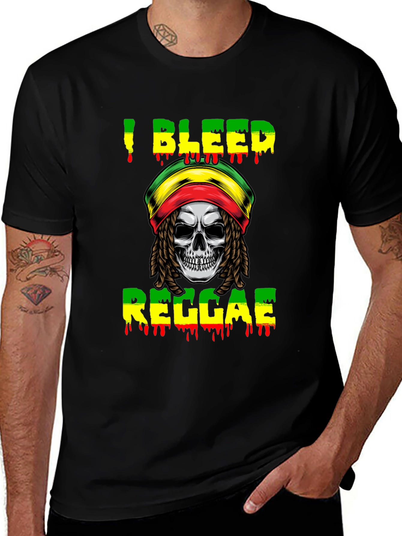 Variant 8 of I Bleed Reggae Skull T-Shirt