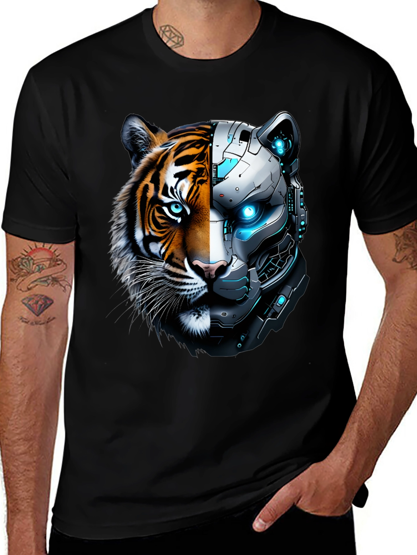 Variant 3 of Cyber Tiger Graphic Tee - Unique Design
