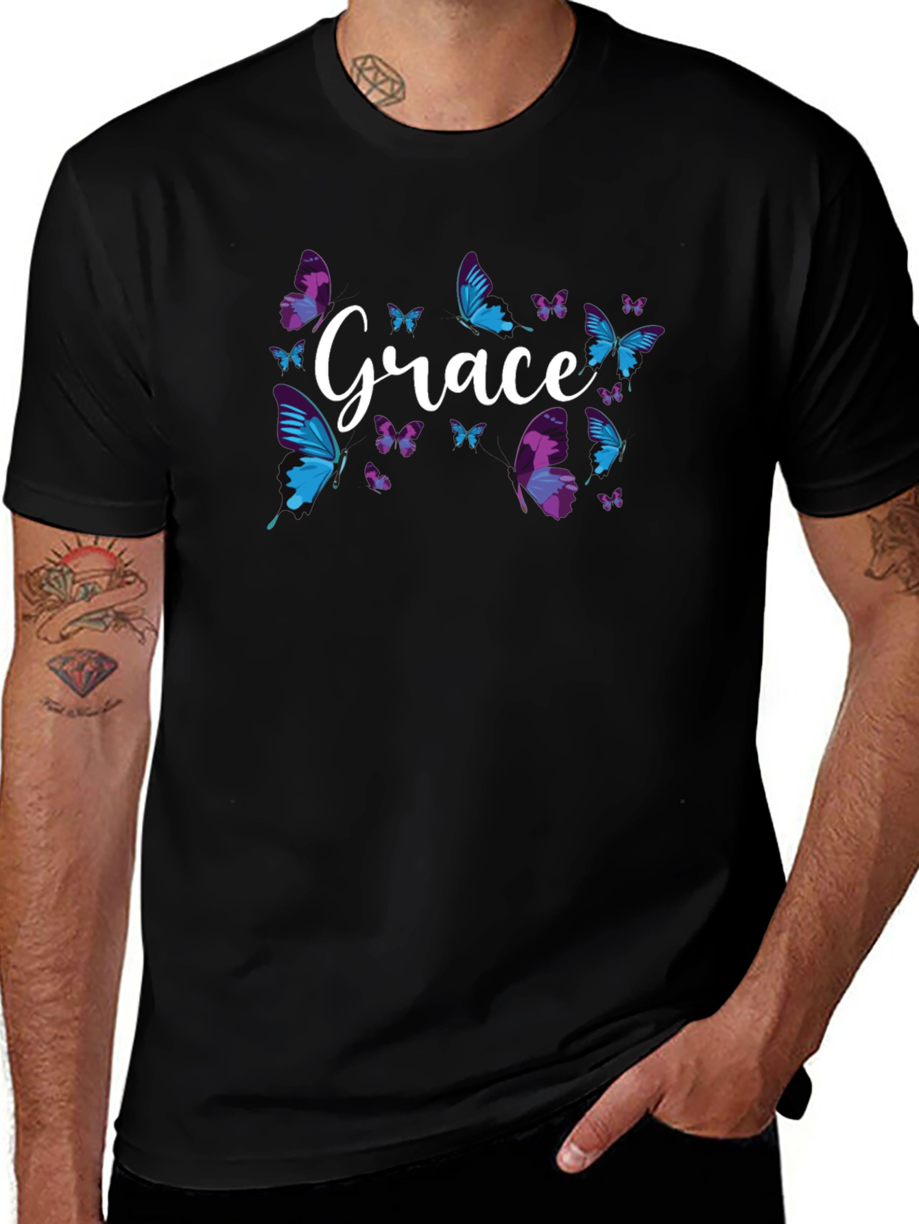 Grace Butterfly Graphic Tee - Soft Cotton Blend