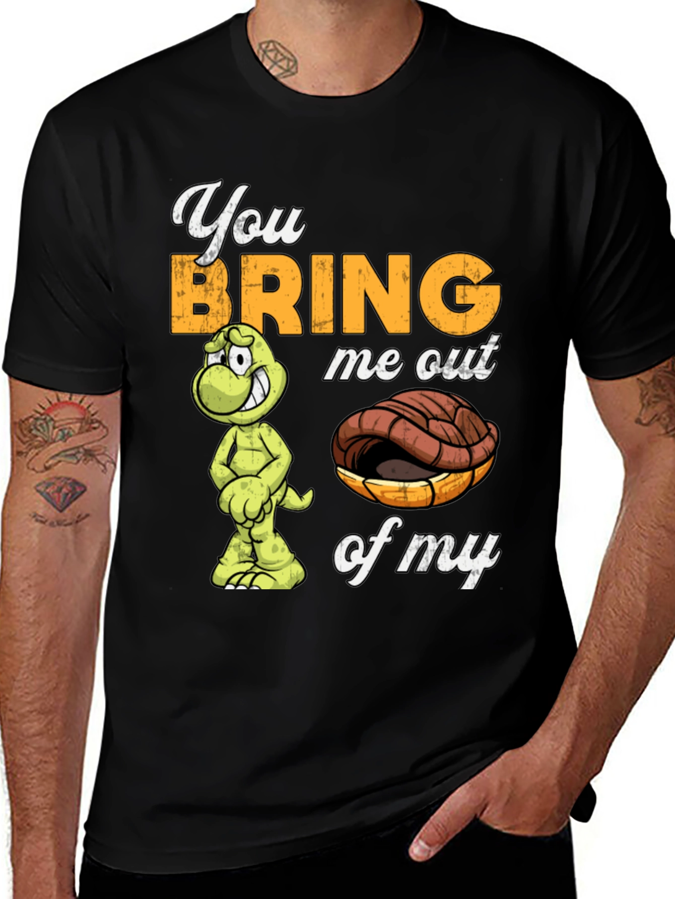 Variant 5 of Funny Turtle Graphic Tee: You Bring Me Out of My Shell